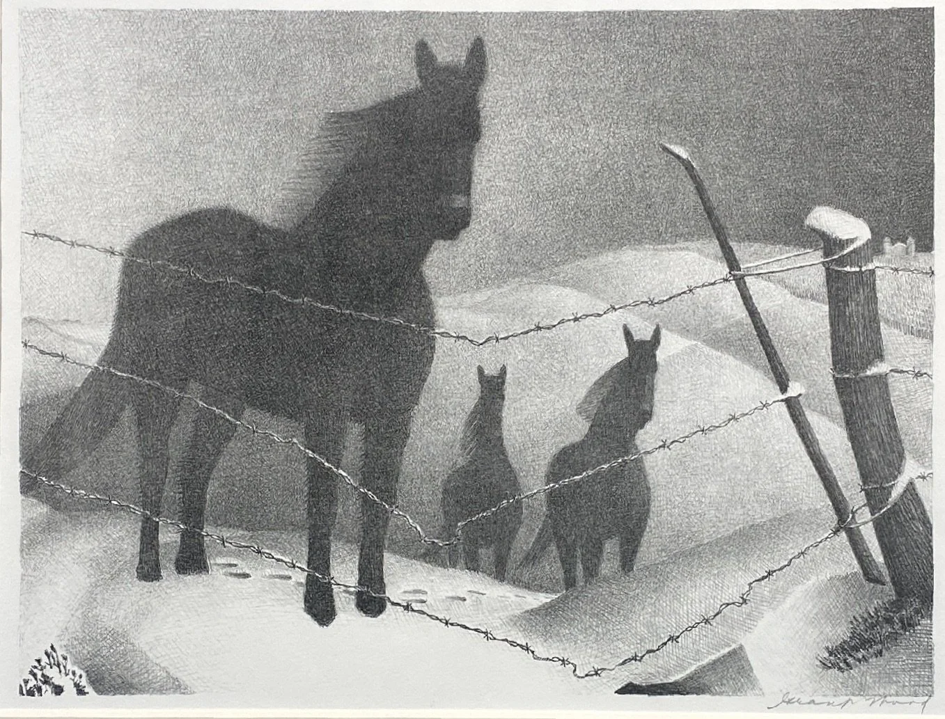 Grant Wood, original Lithograph February.