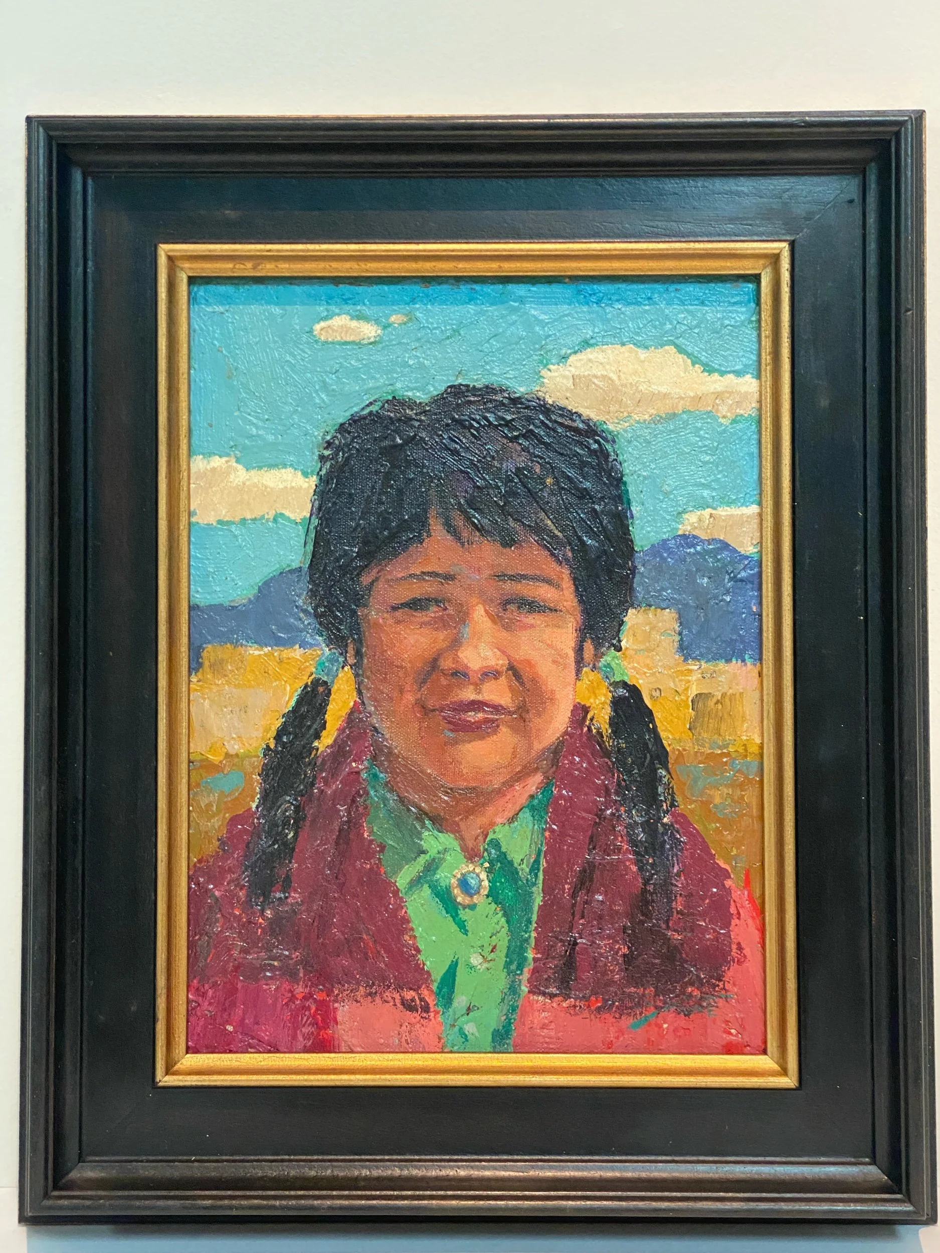 Ignatz Sahula-Dycke, Oil on board Taos Pueblo Miss