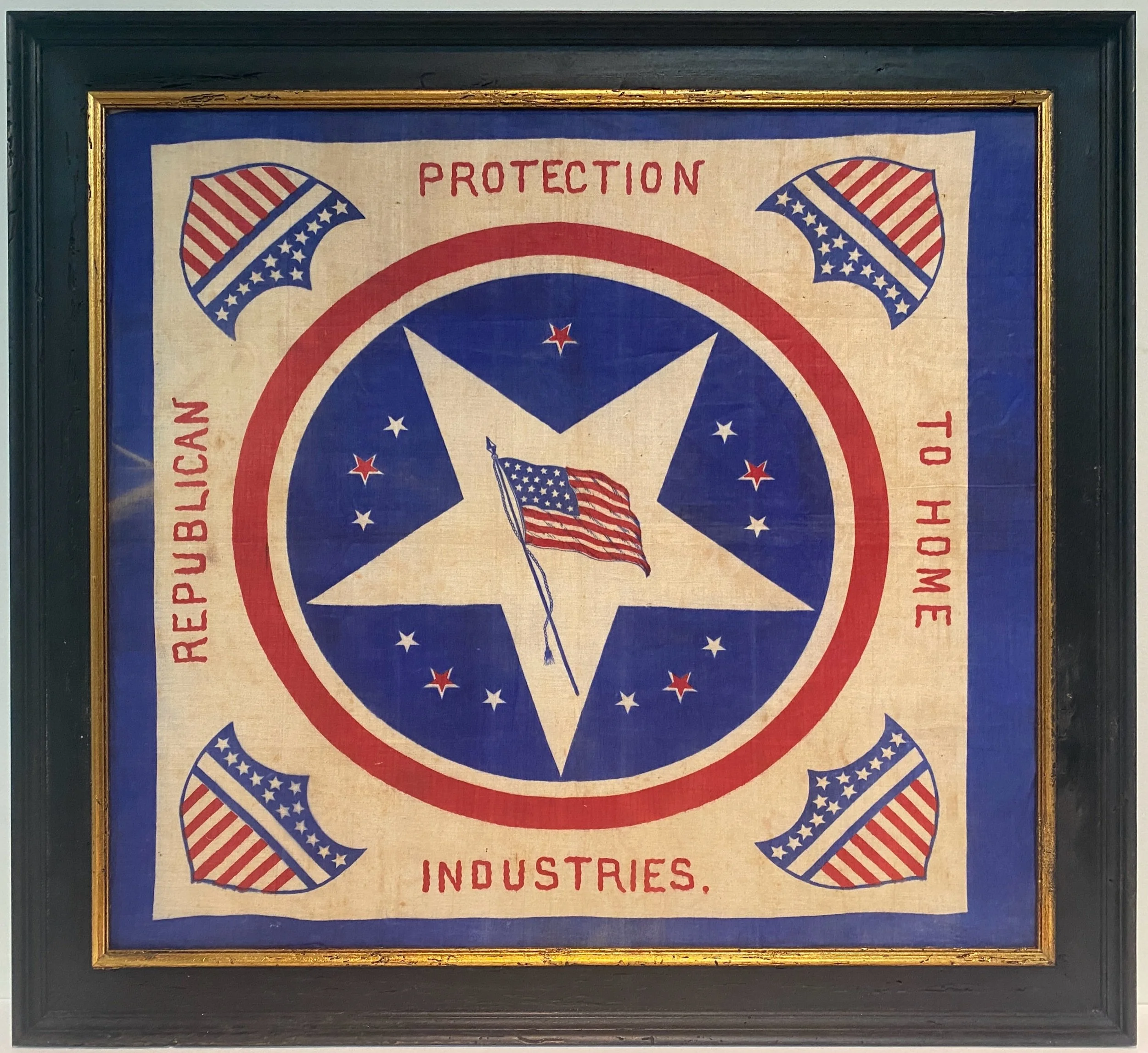 Republican Protection To Home Industries Bandana. 1892 Harrison Campaign. 
