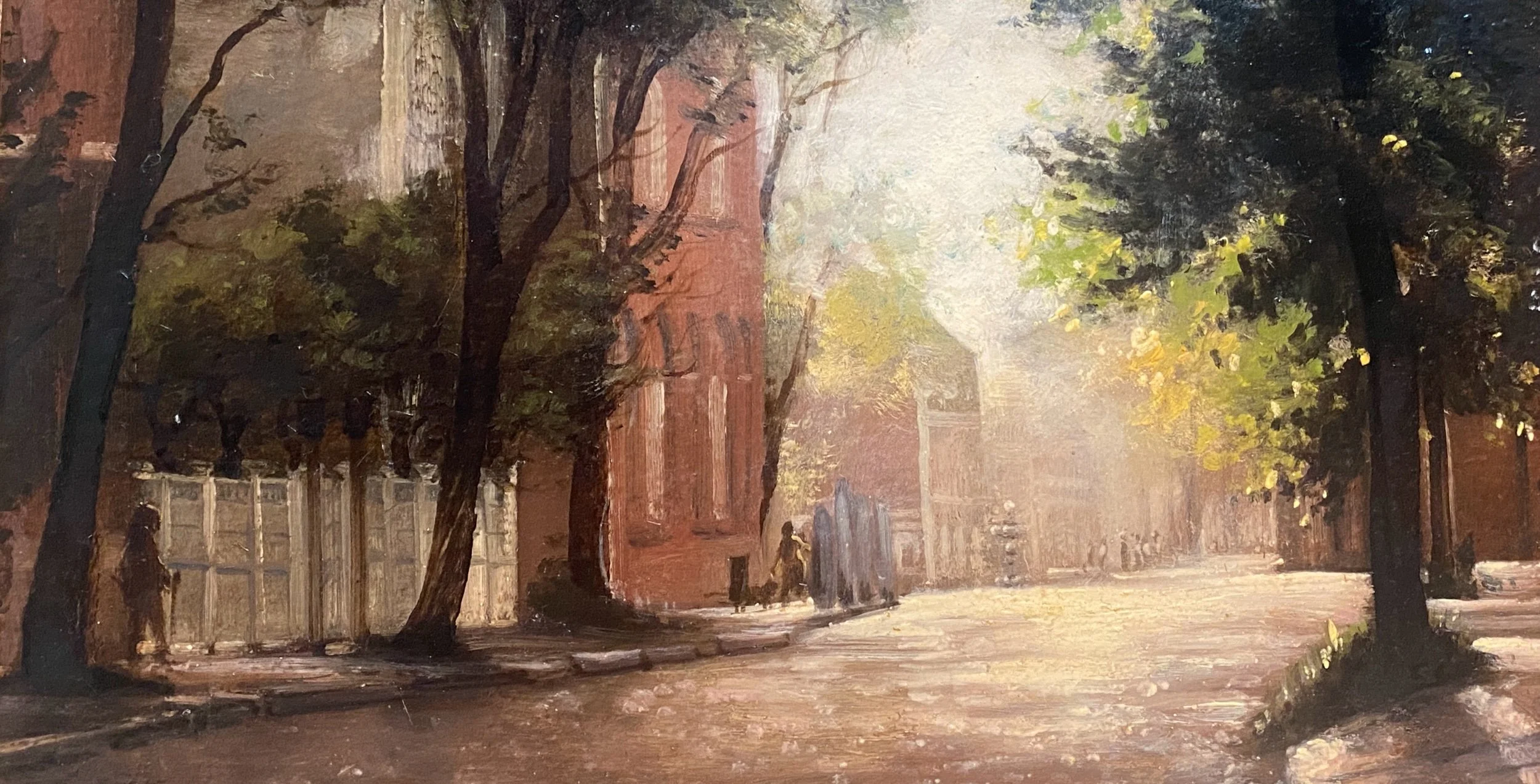 Original oil painting Mainstreet Nantucket by Peter Arguimbau
