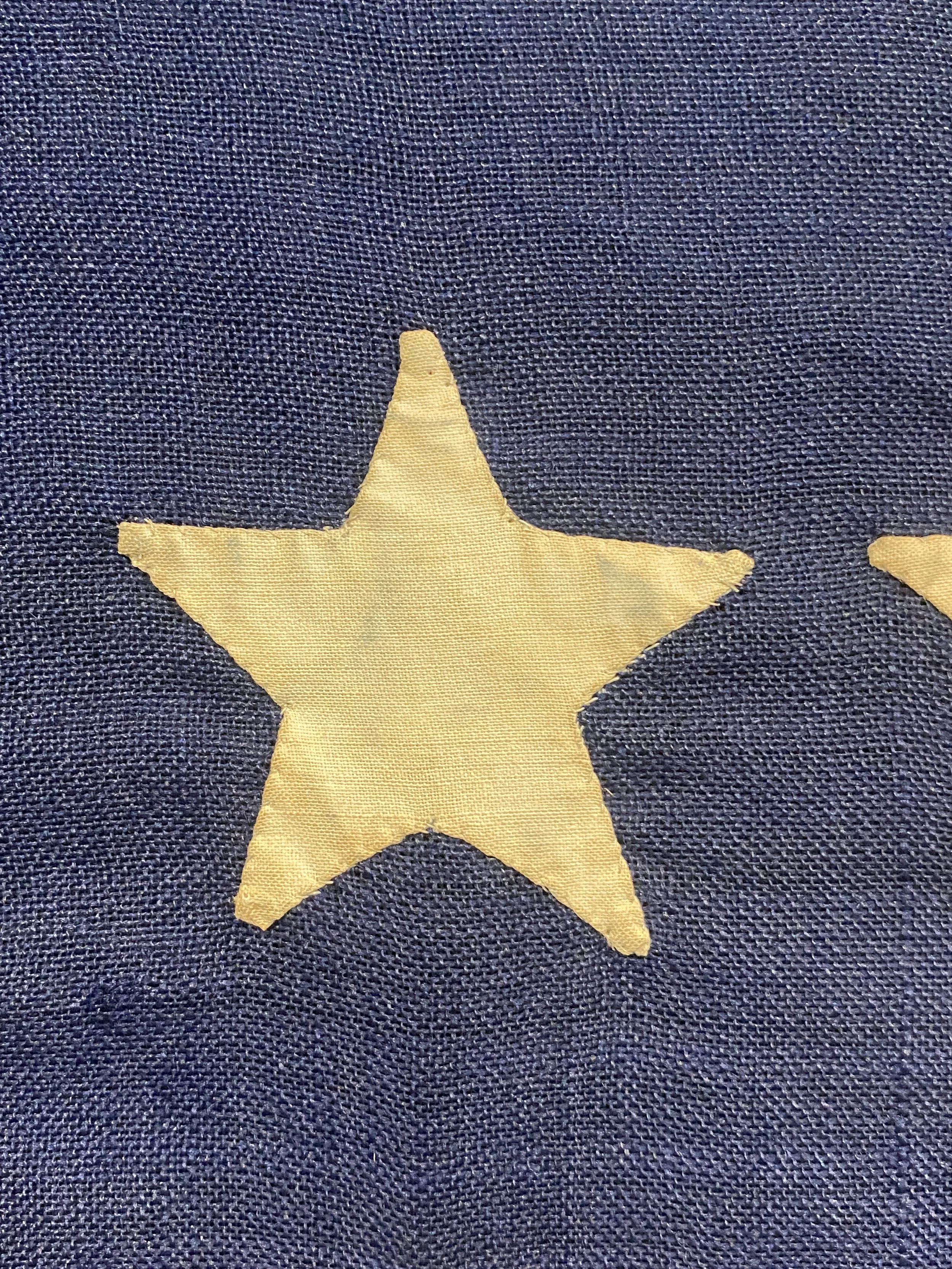 38 Star United States Flag. Colorado Statehood, ( 1877-1890) Hand sewn appliqué stars.