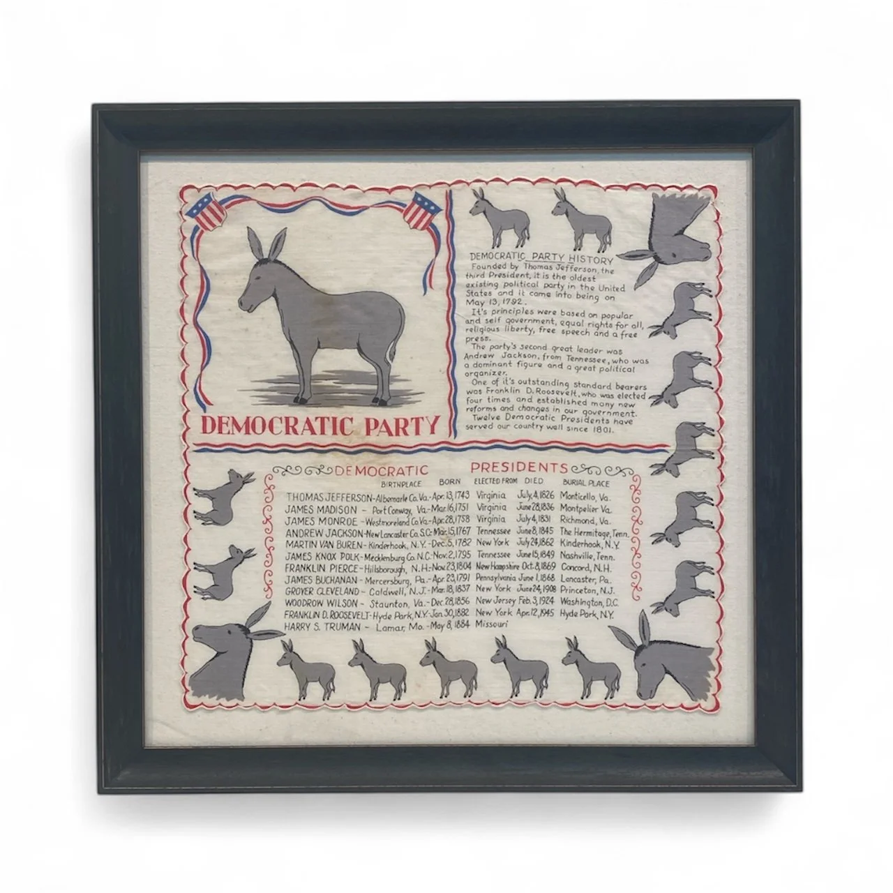 Democratic Party Handkerchief 1945-1953.