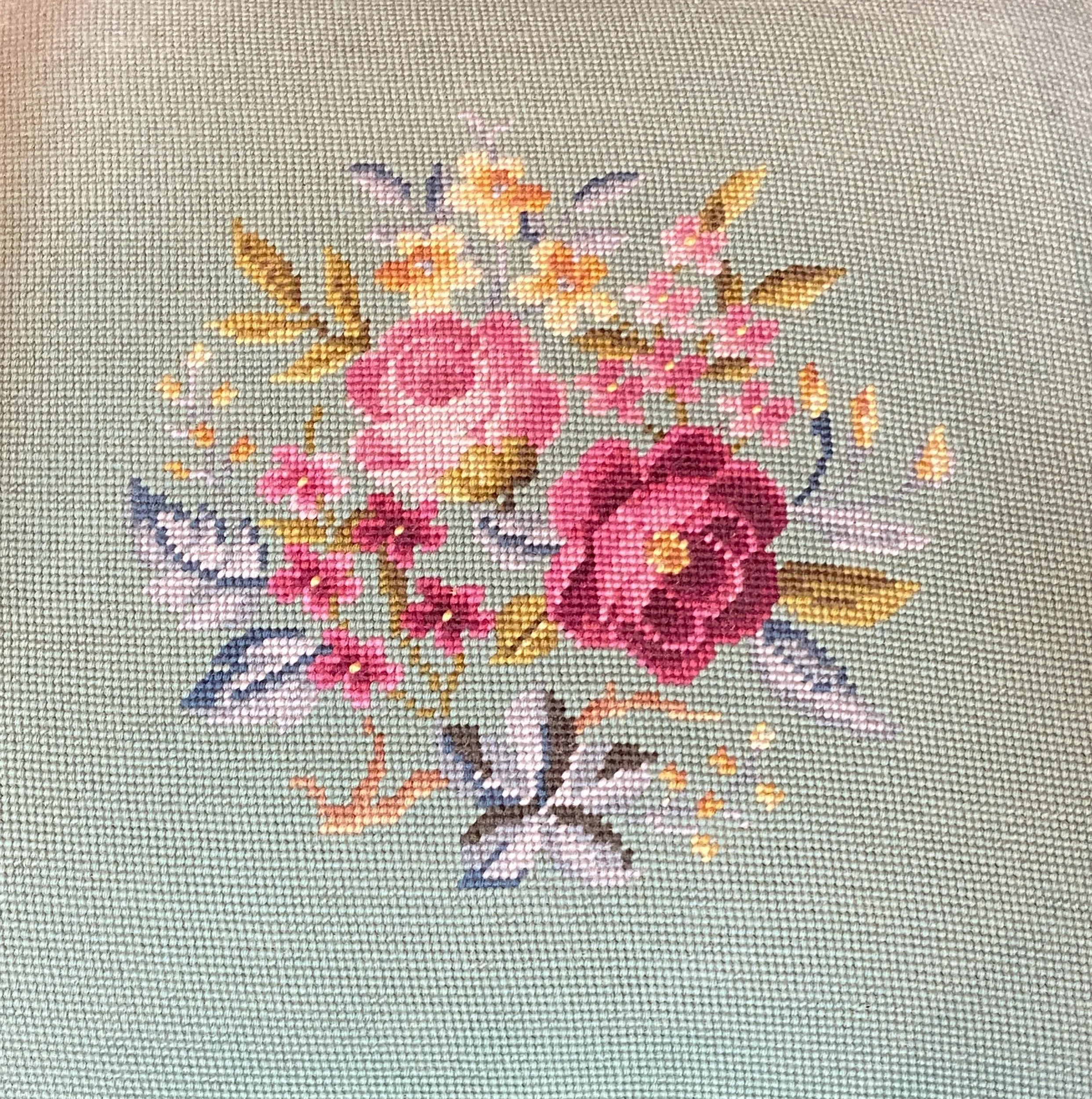 Kentucky Maple Penitentiary Chair, Needlepoint seat 