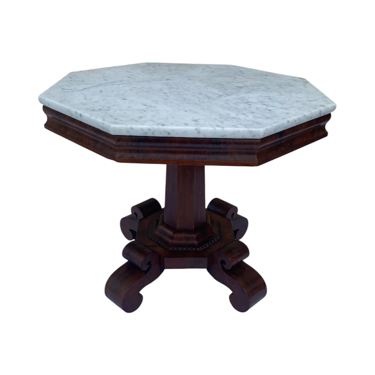 American Empire Marble Top Octagonal Center Table