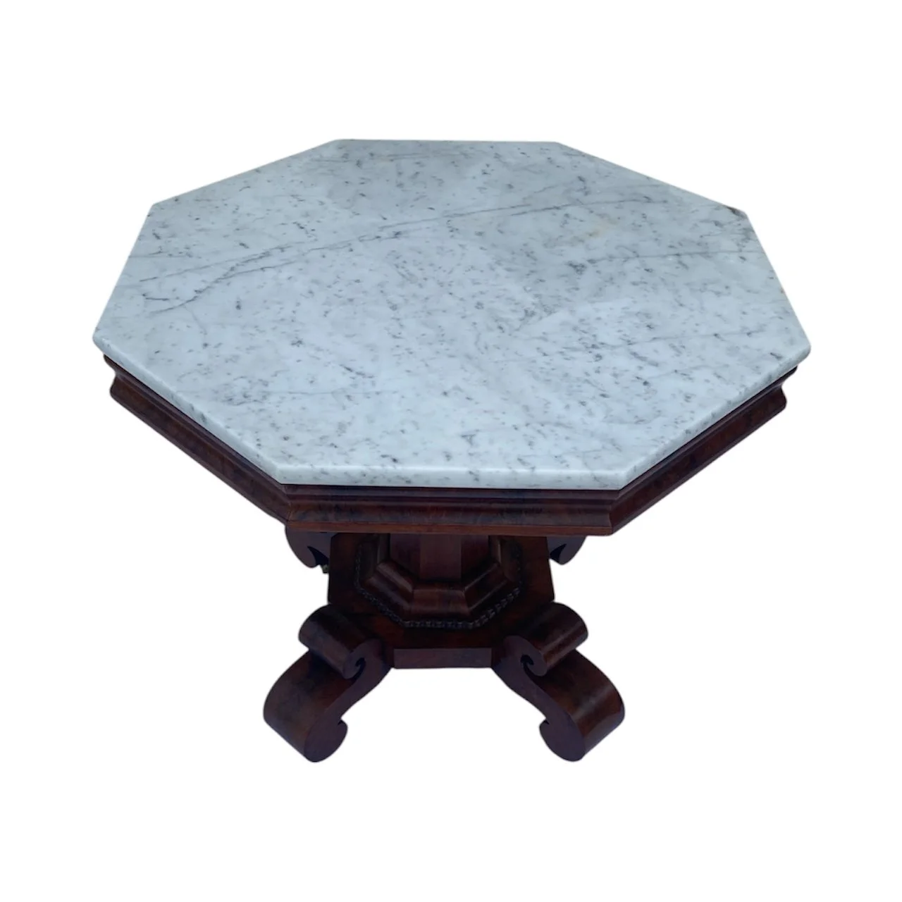 American Empire Marble Top Octagonal Center Table
