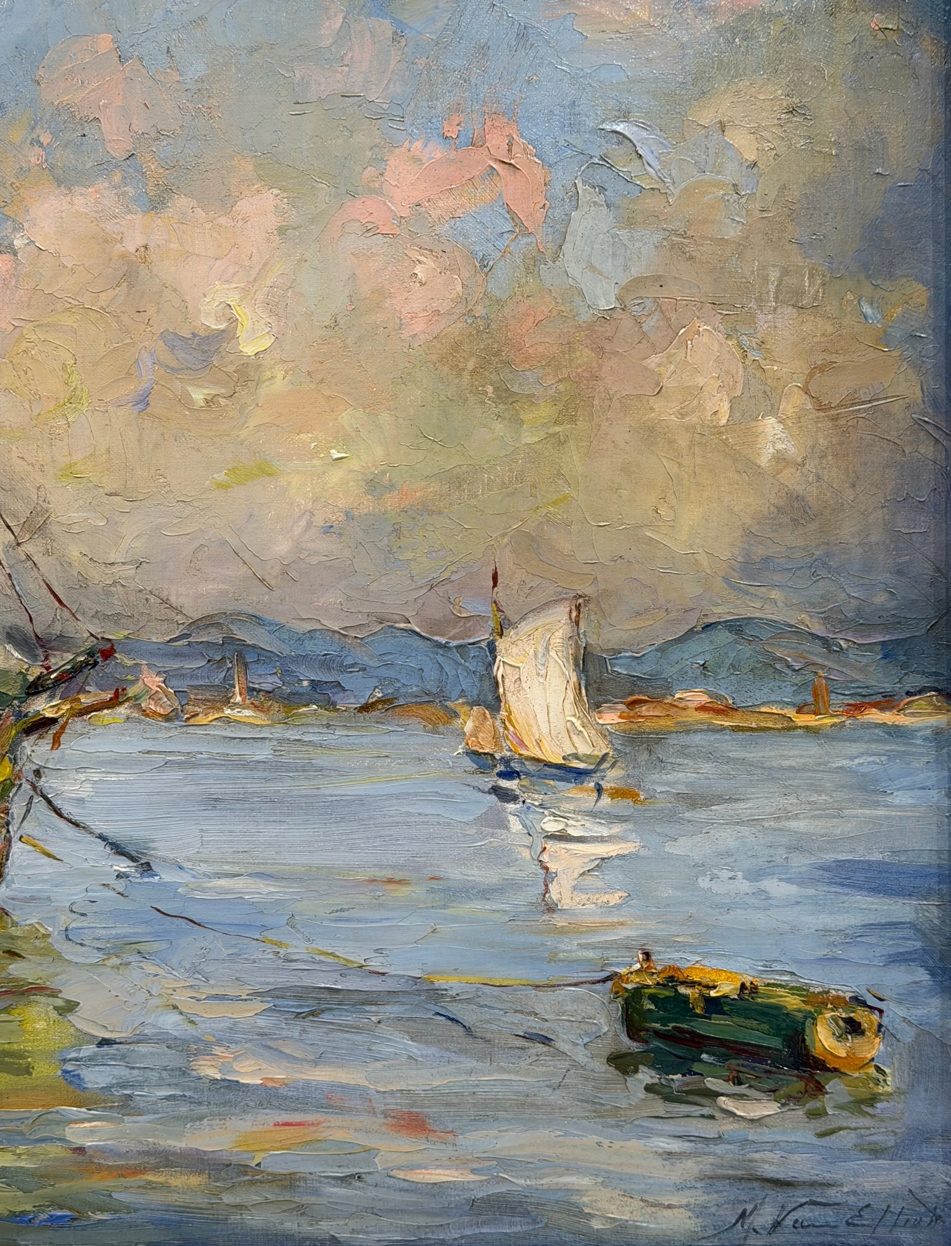 Martha Beggs Elliott (Alabama, 1892-1987) Boats in Harbor.