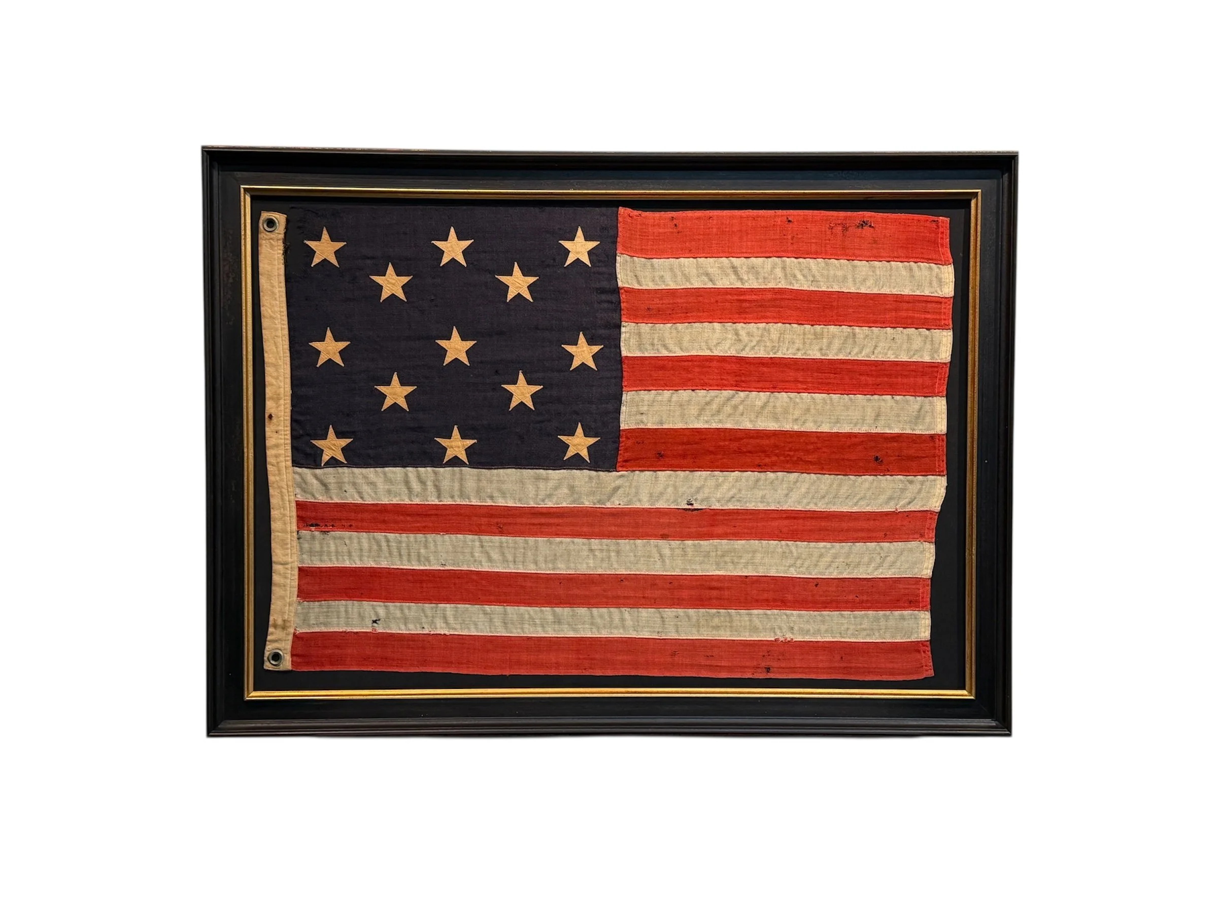 13 Star American Flag, Wood Bunting 1892-1920's.