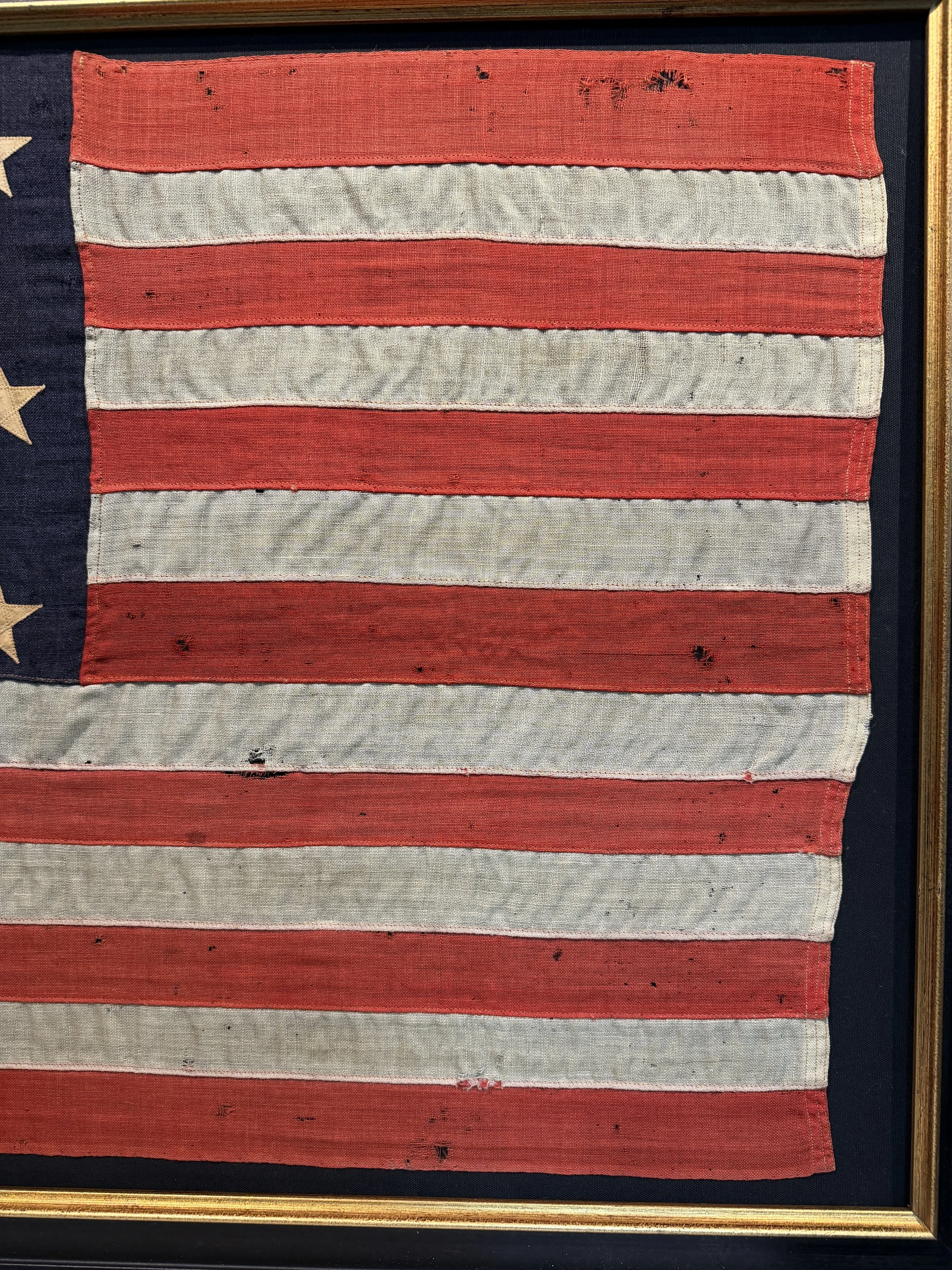 13 Star American Flag, Wood Bunting 1892-1920's..