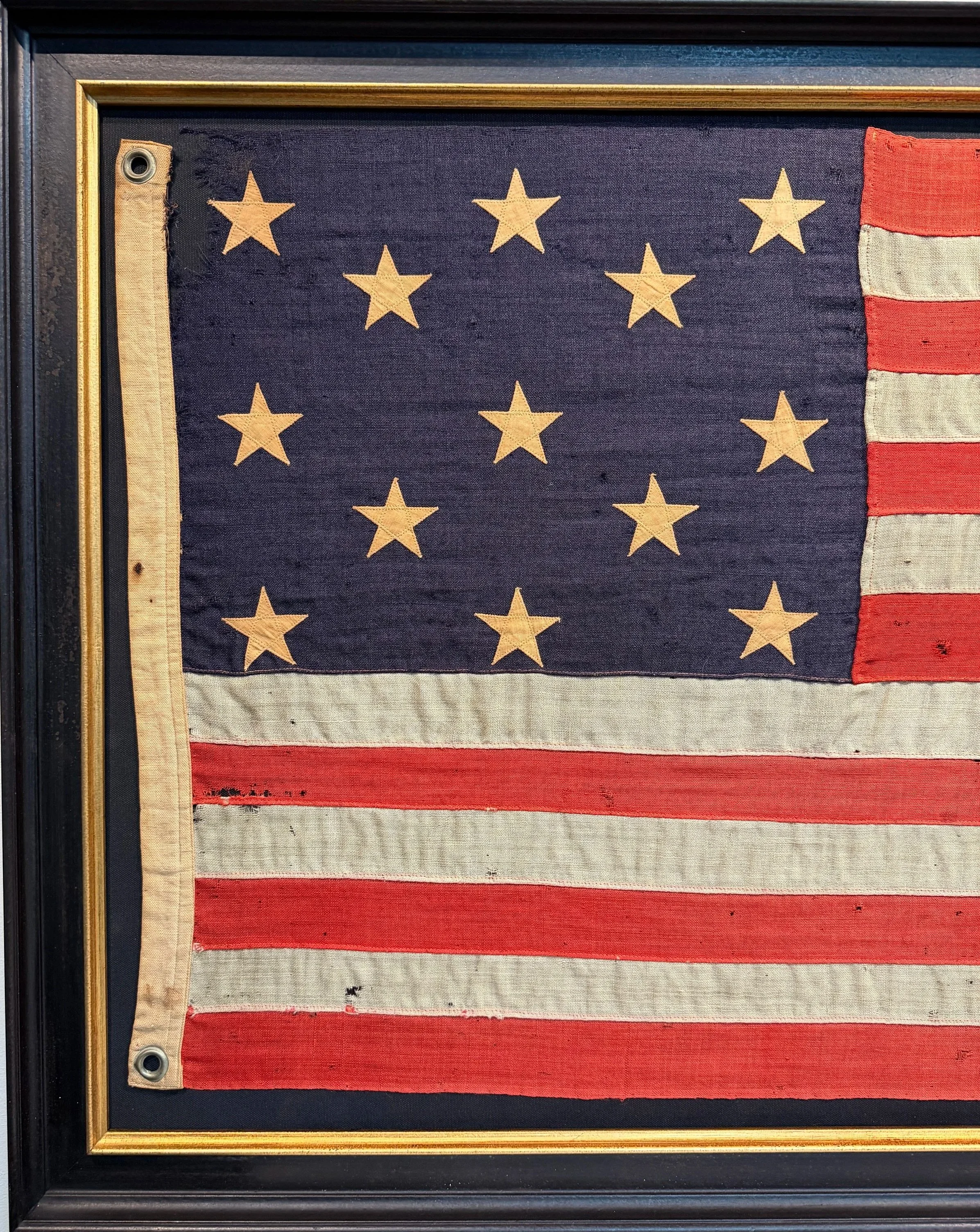 13 Star American Flag, Wood Bunting 1892-1920's..