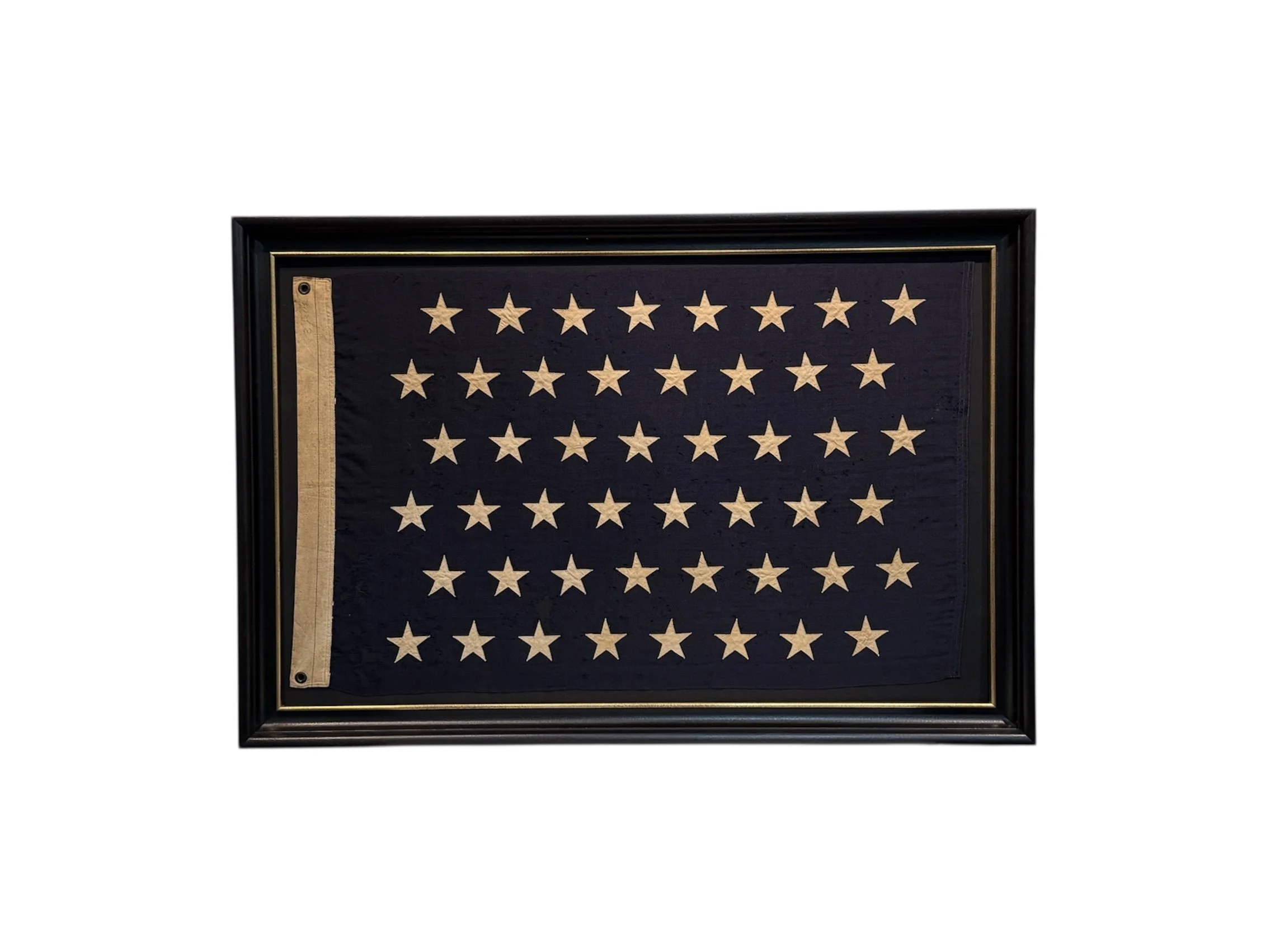 Navy Jack Flag. 48 Stars. Wool bunting with cotton stars, linen hoist and brass grommets.