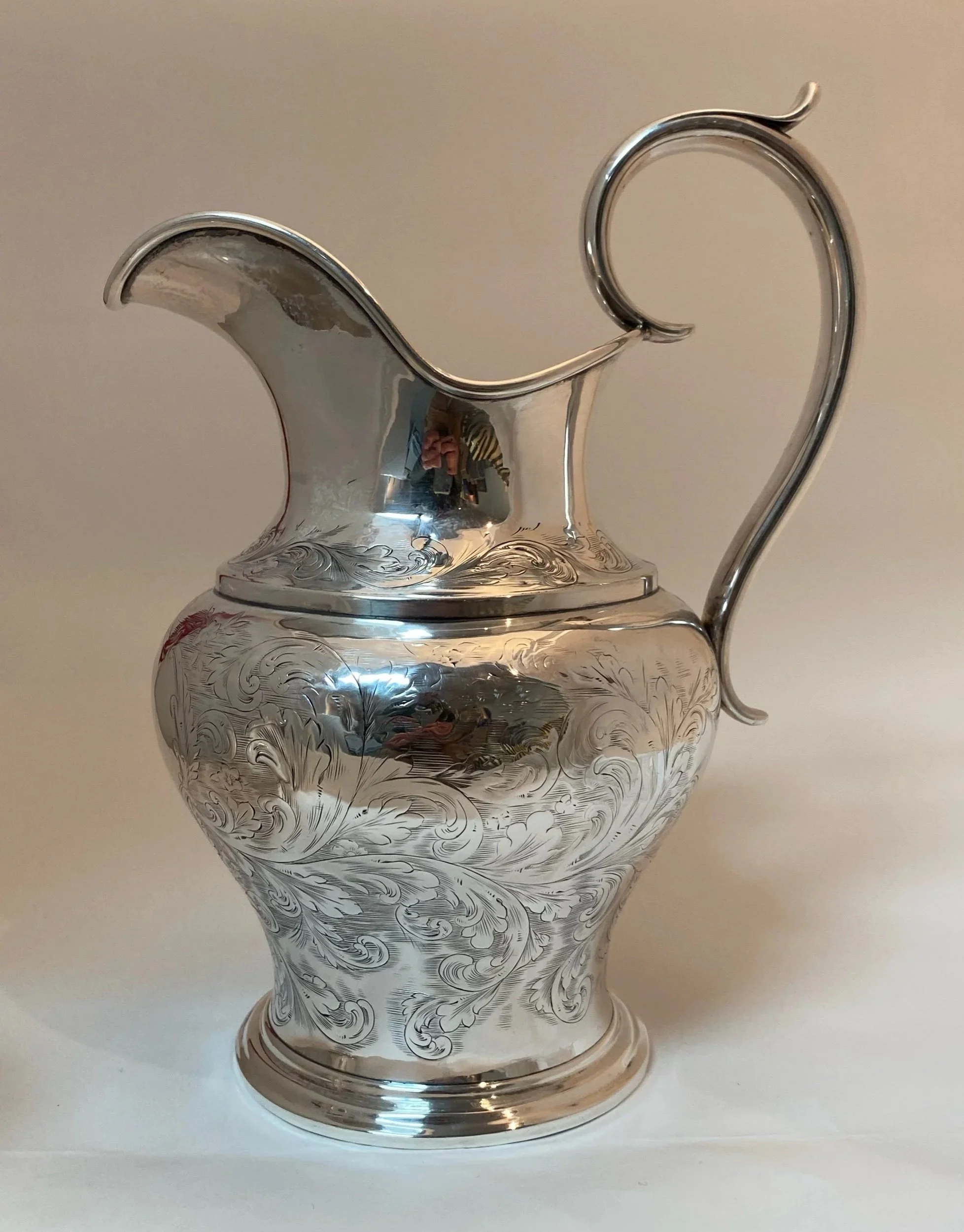 American Coin Silver Water Pitcher  Mark of Lincoln and Reed, Boston, ca. 1838.