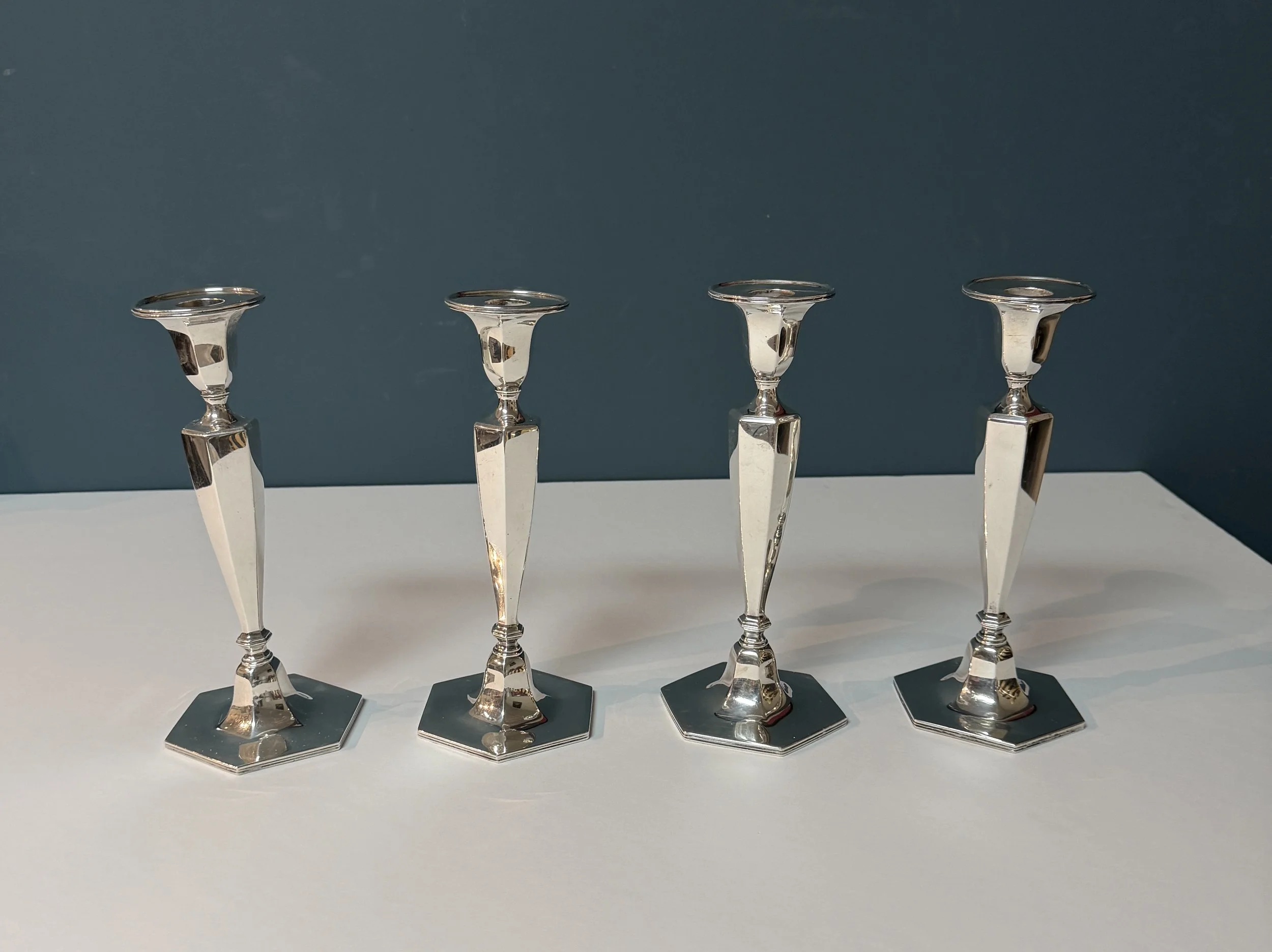 Sterling Silver Candlesticks, Tiffany & Co. 925-1000.Set of 4.