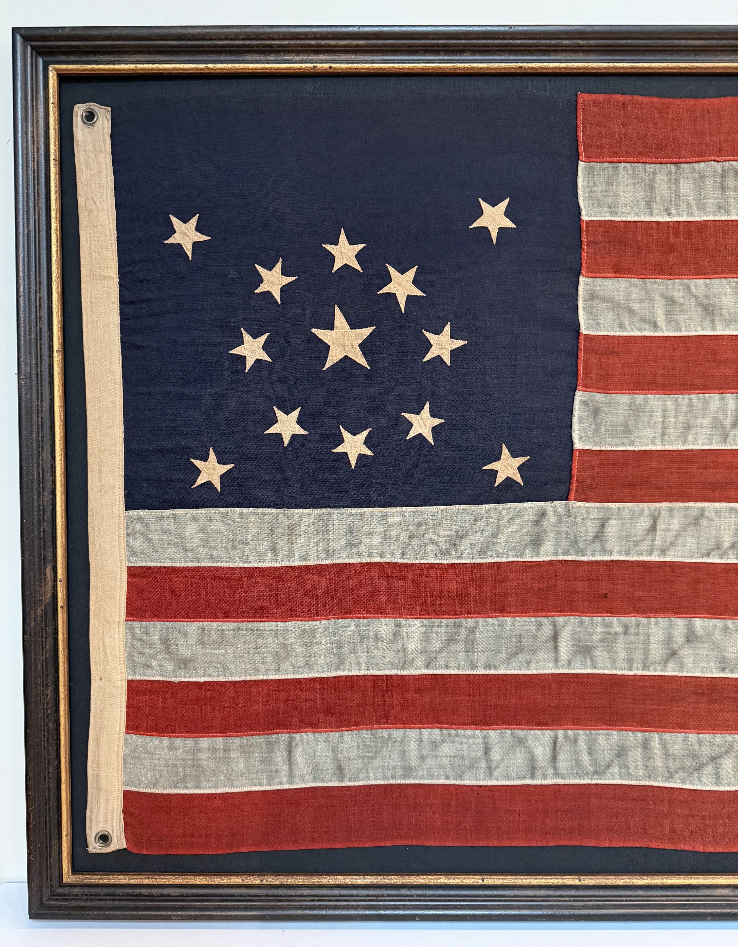 American 13 Star Flag, Medallion Pattern with large center star. 1892-1920.
