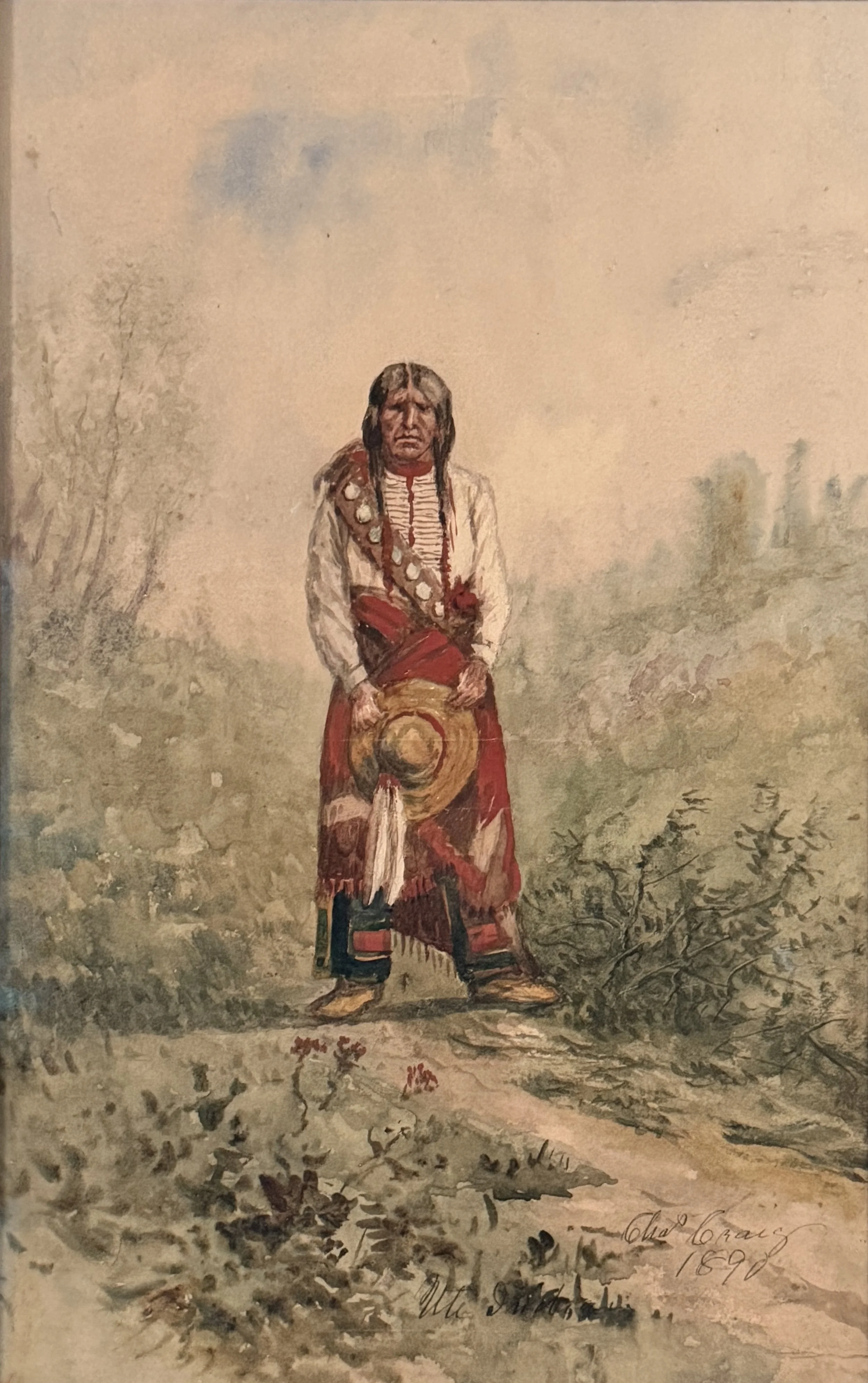 Charles Craig, Ute Indian. Watercolor dated 1890.