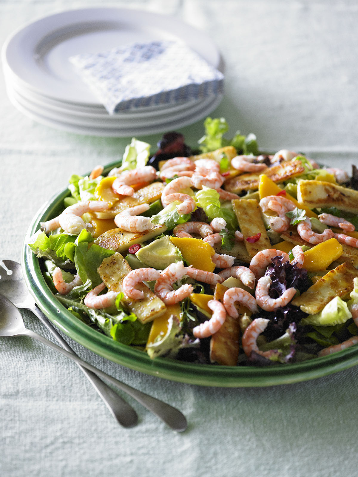 Prawn and Mango with Grilled Haloumi Salad