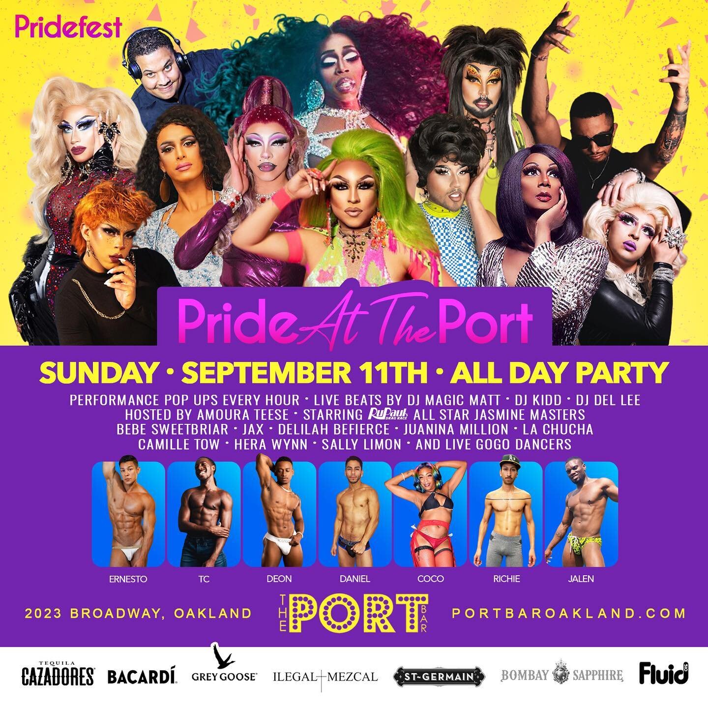 It's a 15 hour party that starts with your Favorite Drag Brunch held down by your Bay Area Diva, Amoura Teese, your resident Drag Queen All-Star Jasmine Masters, the 1st Queen of The Port Bar, BeBe Sweetbriar, NYC Sensation back for more JAX &amp; so