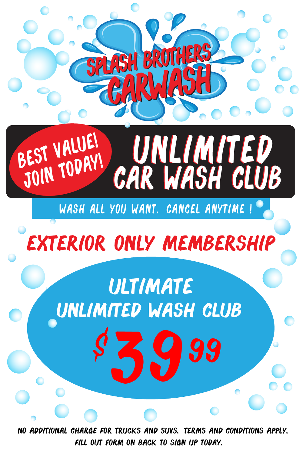 UNLIMITED WASH CLUB — Splash Brothers Carwash