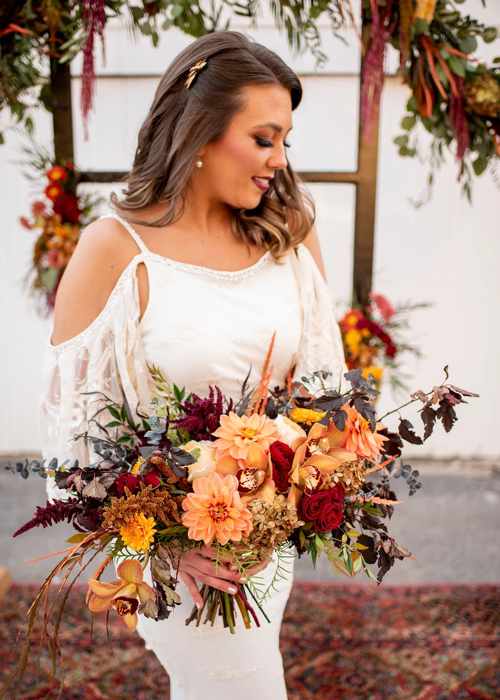 Photography J.Nicole Photography // Venue The Barn at Willow // Hair Courtney Hennessey // Makeup Rebecca Ritchie // Skin Polishing The Shady Sun // Hair Jewelry Vintage Adornments // Custom Gowns Miss Madison Couture // Paper Goods Susan Wilson Designs // Calligraphy Tara Marie Designs // Cake Carolina Sugar fairy // Arch Rental East Vintage Charm // Tableware Rentals Pretty Little Wedding Co. // Table Design Georgia Mae Events