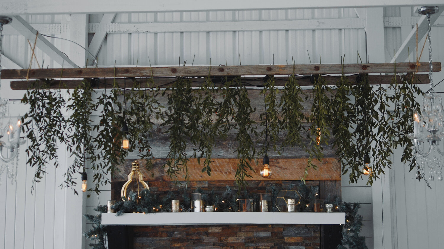 Greenery Edison Bulb Hanging Ladder — Hello Wildflower