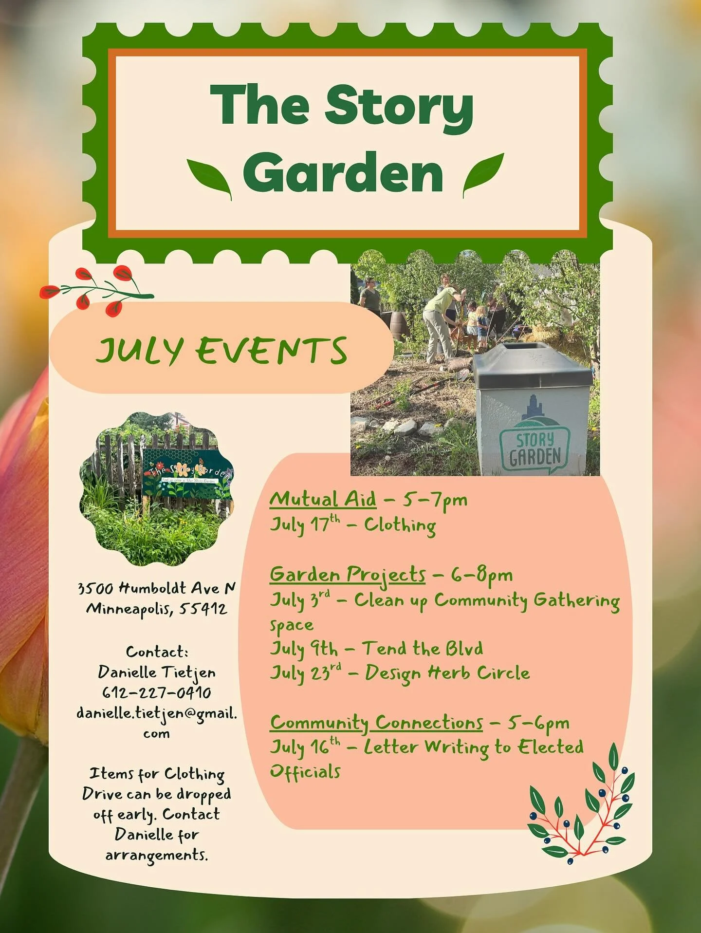 Come join us in the garden this July!!!