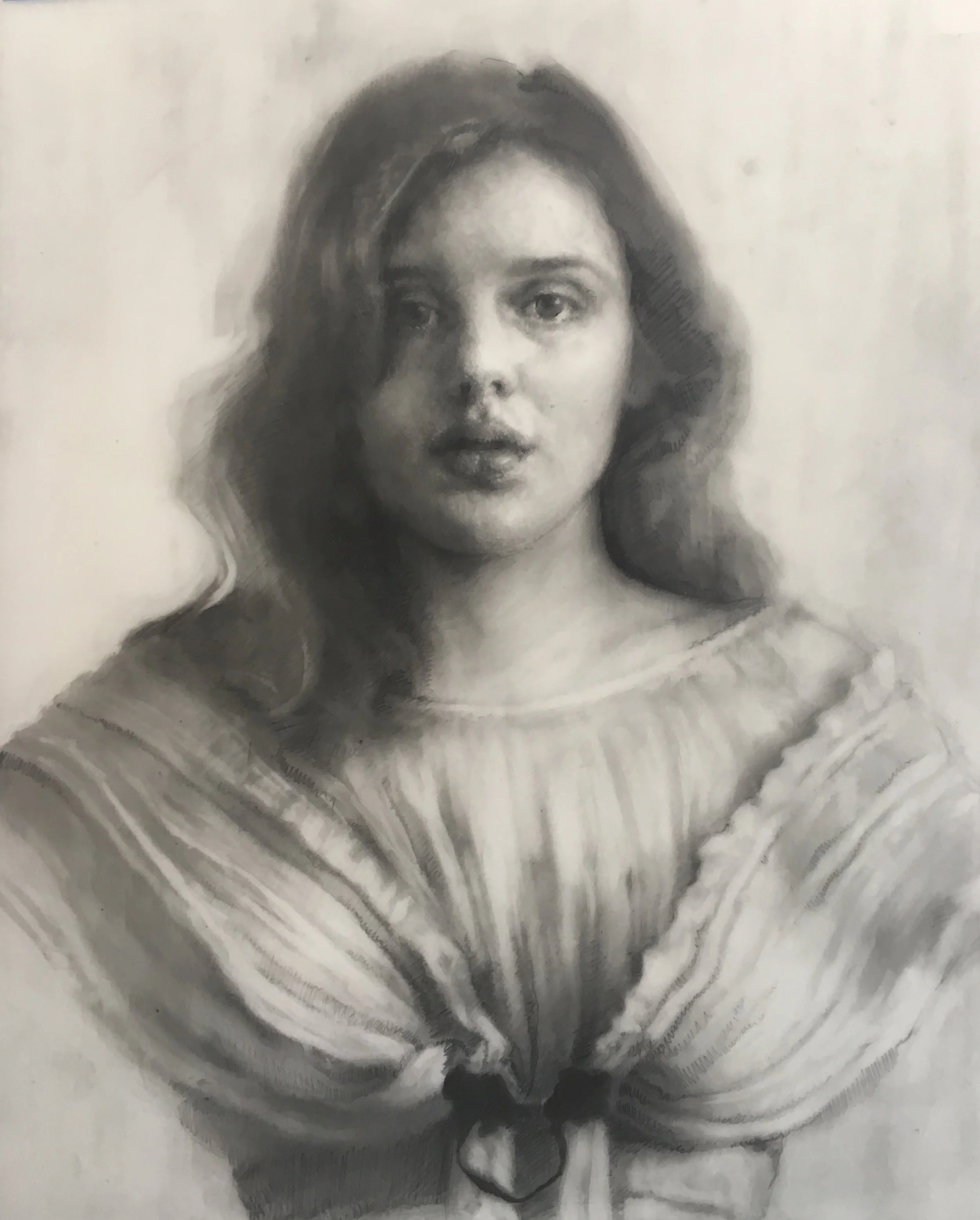 Victorian Girl graphite on mylar. 9 x 12 inches . framed. 2017
