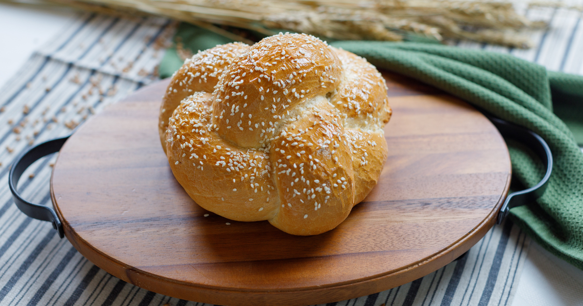 Fresh sesame challah roll