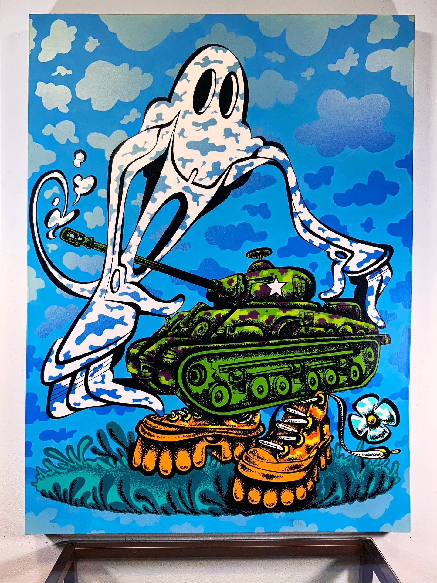 Ghost Army. Acrylic on Canvas. 2025. 
This painting was created to honor The &ldquo;Ghost Army&rdquo; from World War 2. Officially known as the &ldquo;23rd Headquarters Special Troops&rdquo; The Ghost Army was a top secret US unit comprised of artist