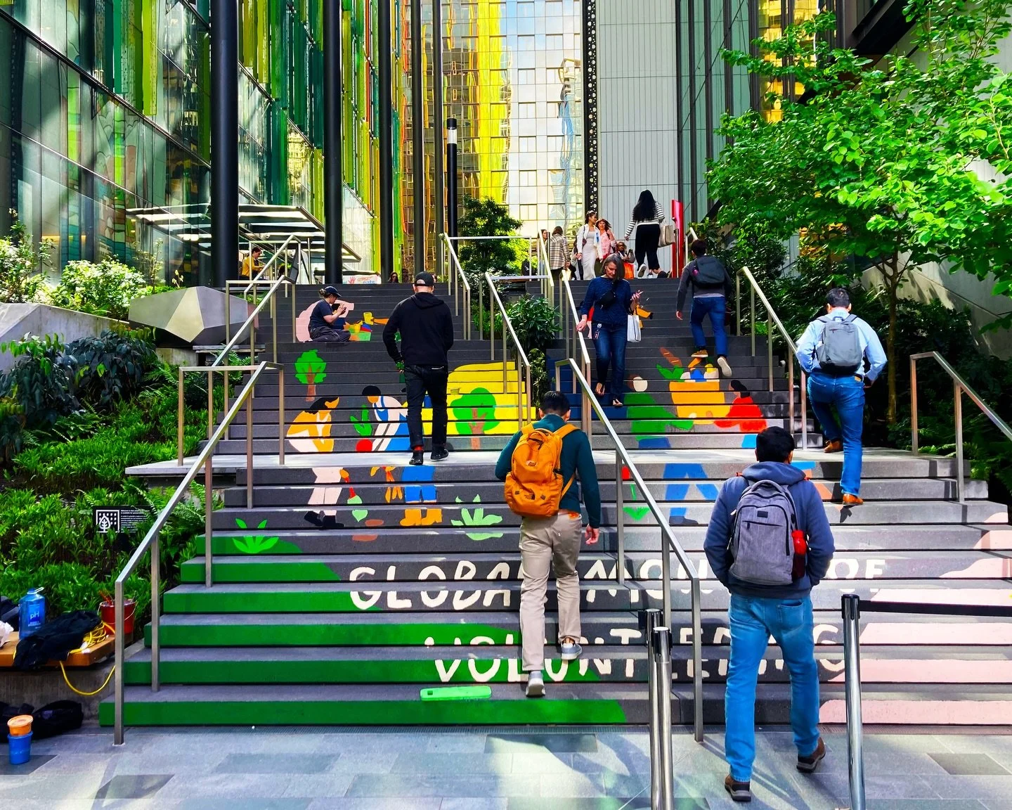 I&rsquo;m going through the backlog of projects I haven&rsquo;t posted about yet and I always enjoy getting to reminisce on good times painting with @urbanartworks This is one of the many Amazon step murals I&rsquo;ve helped work on over the years