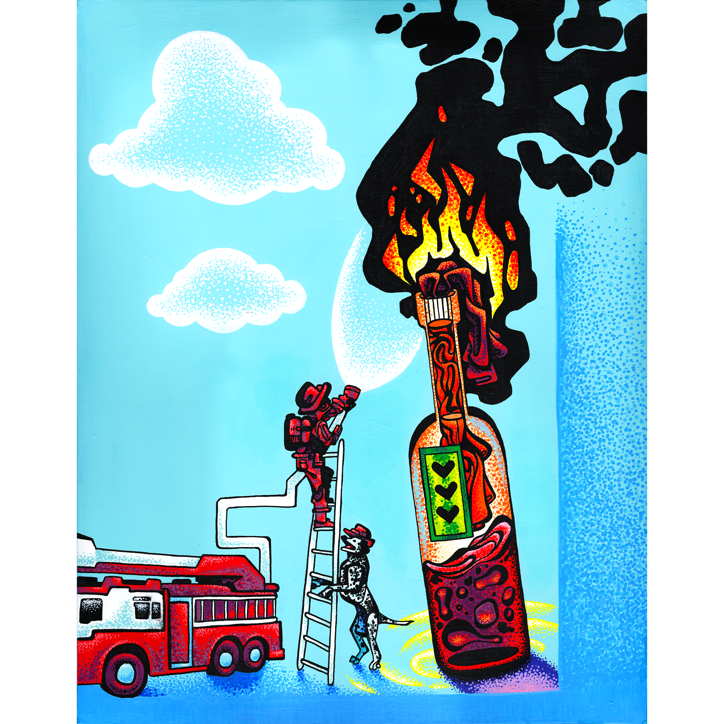  Fire Fighter  Acrylic on Canvas. 16” x 20”. 2025 