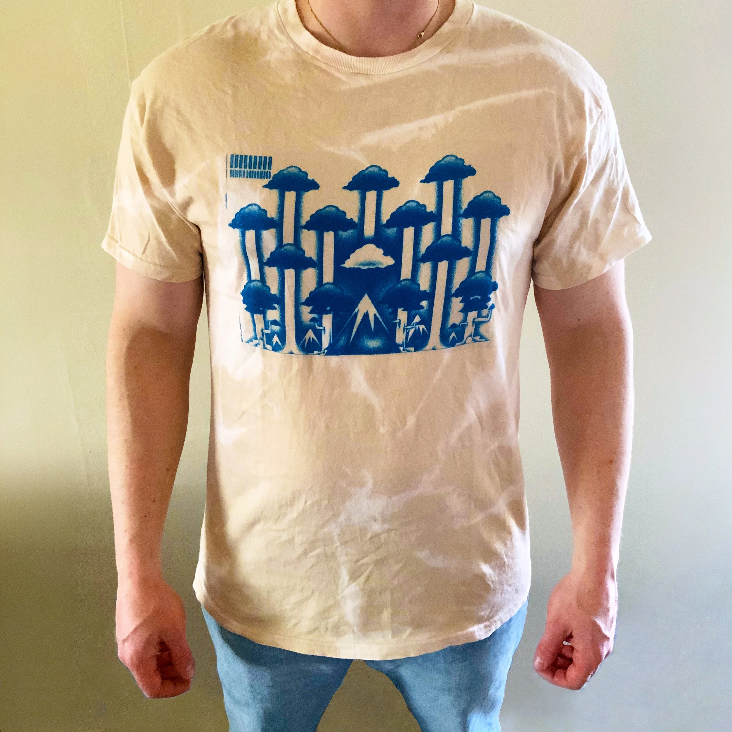 Evergreen Pacific Northwest Acid Wash Cyanotype T Shirt