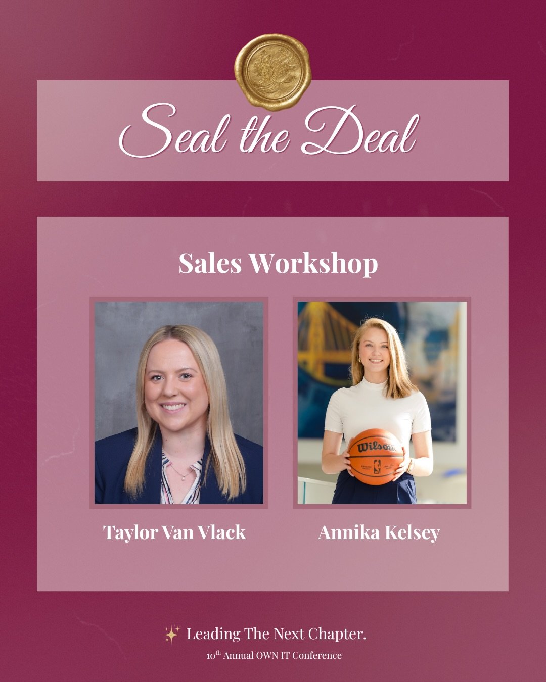 Seal the Deal 🤝

Join us for our Sales Workshop featuring Tay Van Vlack and Annika Kelsey, two leaders driving revenue, strategy, and impact across finance and sports.

🌟Tay Van Vlack is a Business Development Manager and Vice President at Morgan S