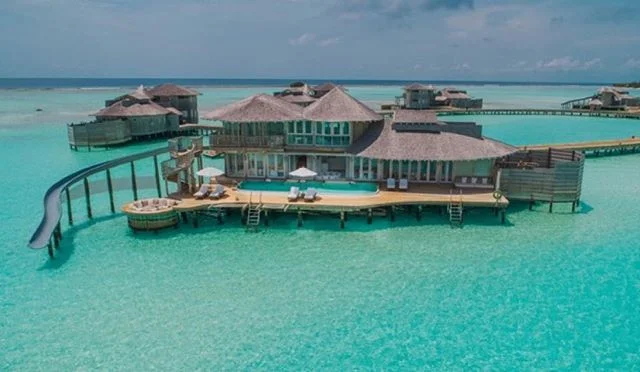 Getting ready to book your winter escape?⠀
⠀
Soneva Jani is built on the island of Medhufaru, Noonu Atoll. The island is surrounded by four smaller islands in the middle of a beautiful, five-kilometre turquoise lagoon. Four of the five islands remain untouched meaning it is, by far, the lowest density development in the Maldives and is easily accessible by a 35 minutes seaplane from Mal&eacute; International Airport.⠀
⠀
Experience paradise....call us today