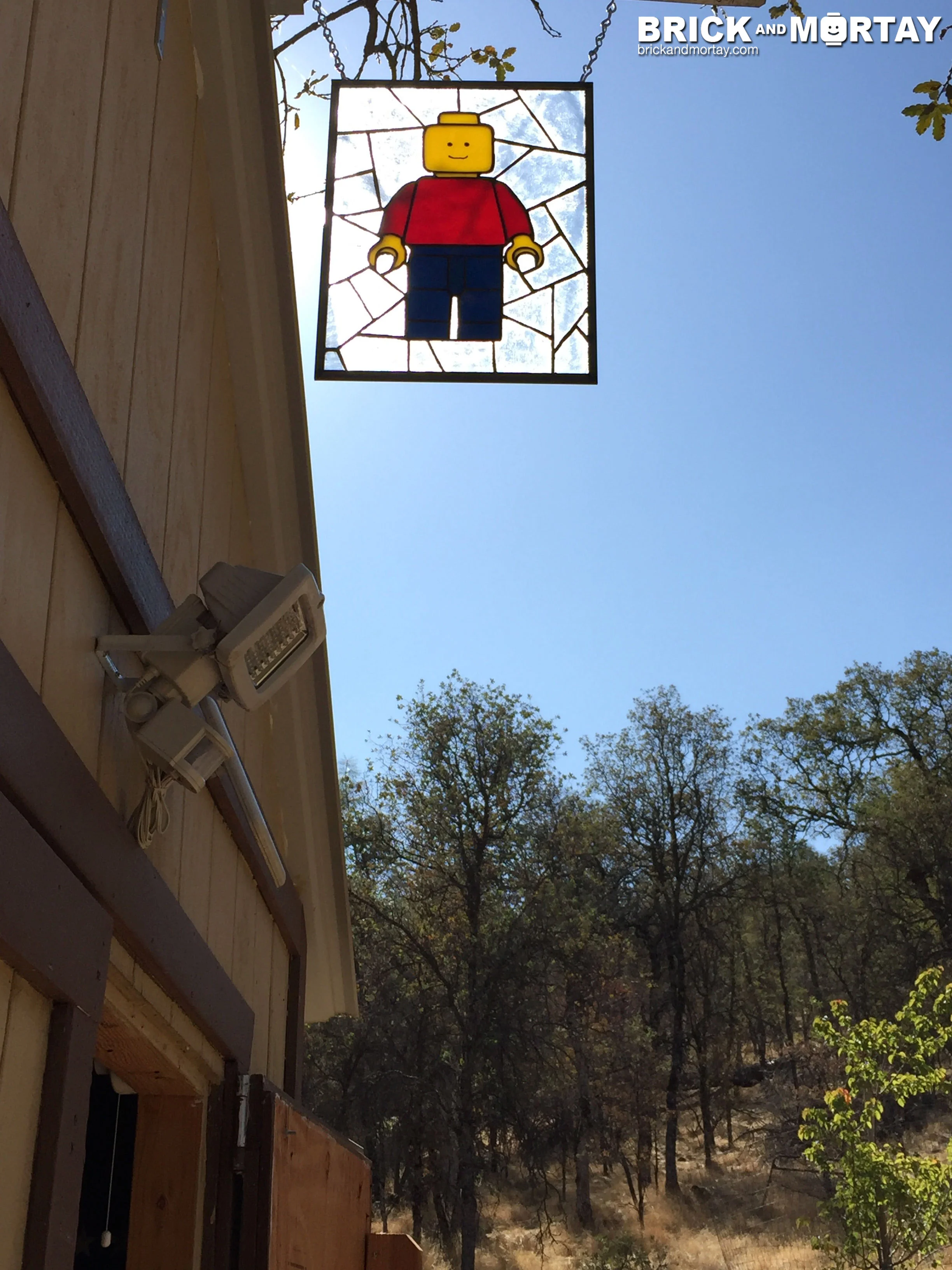 Stained glass Lego minifigure is now installed! Its new home is in the Sierra Foothills of California (Gold Country). #lego #minifig #stainedglass