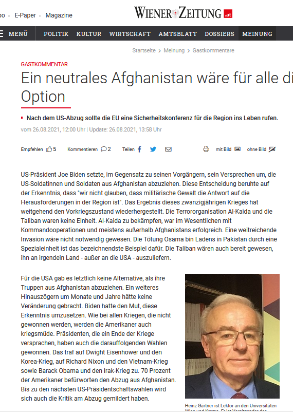 Ein neutrales Afghanistan wäre für alle die beste Option 