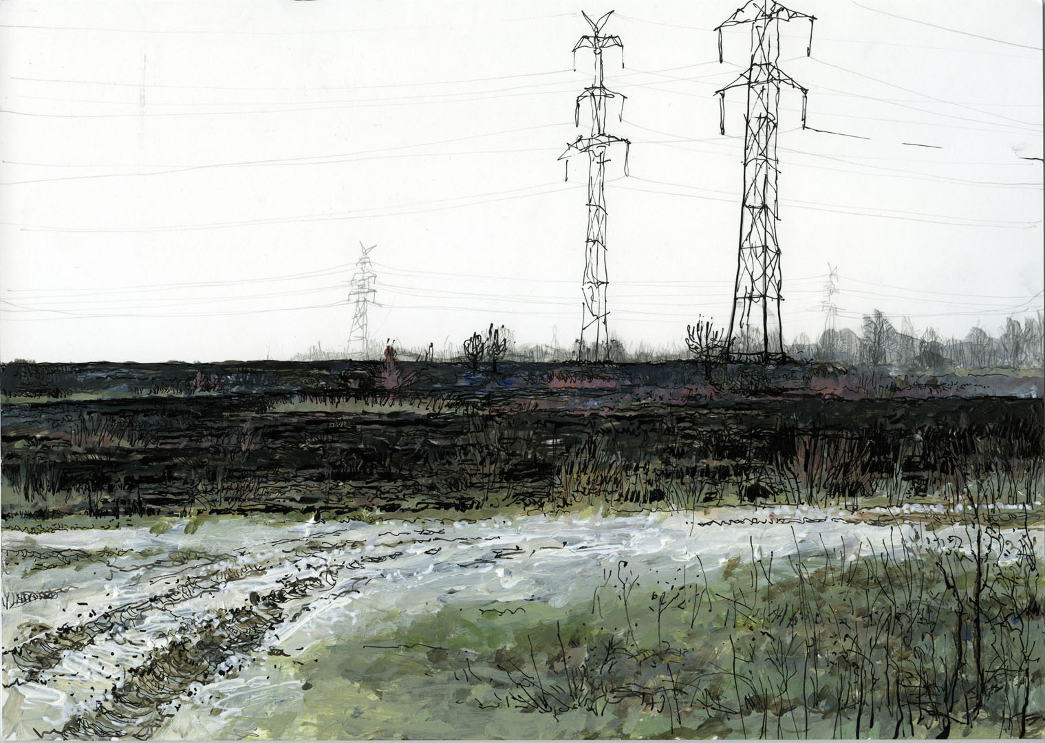 Postcard From The Zone I, original drawing.