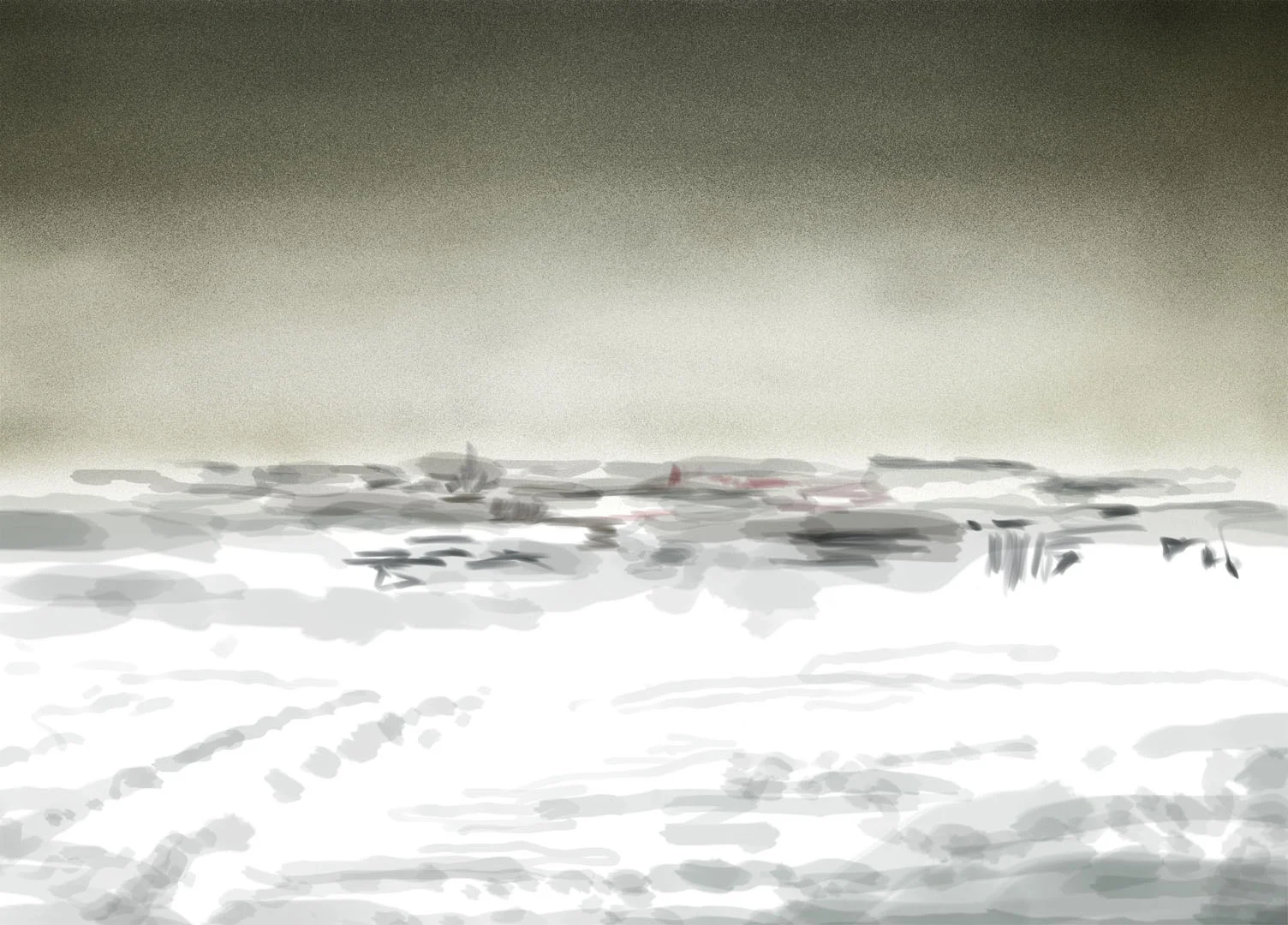 Postcard From The Zone I, paintover on a layer beneath drawing.