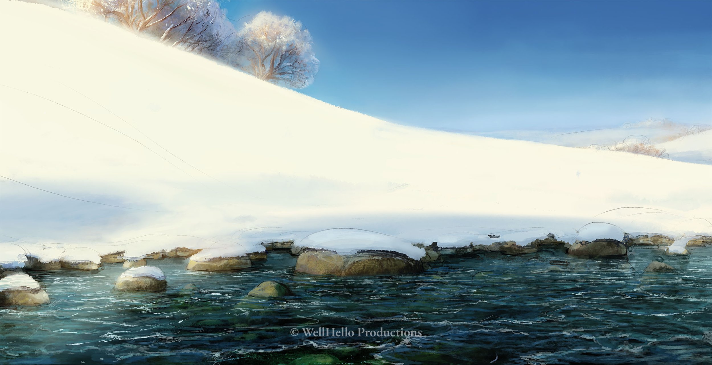 background painting, WellHello Productions, 2021