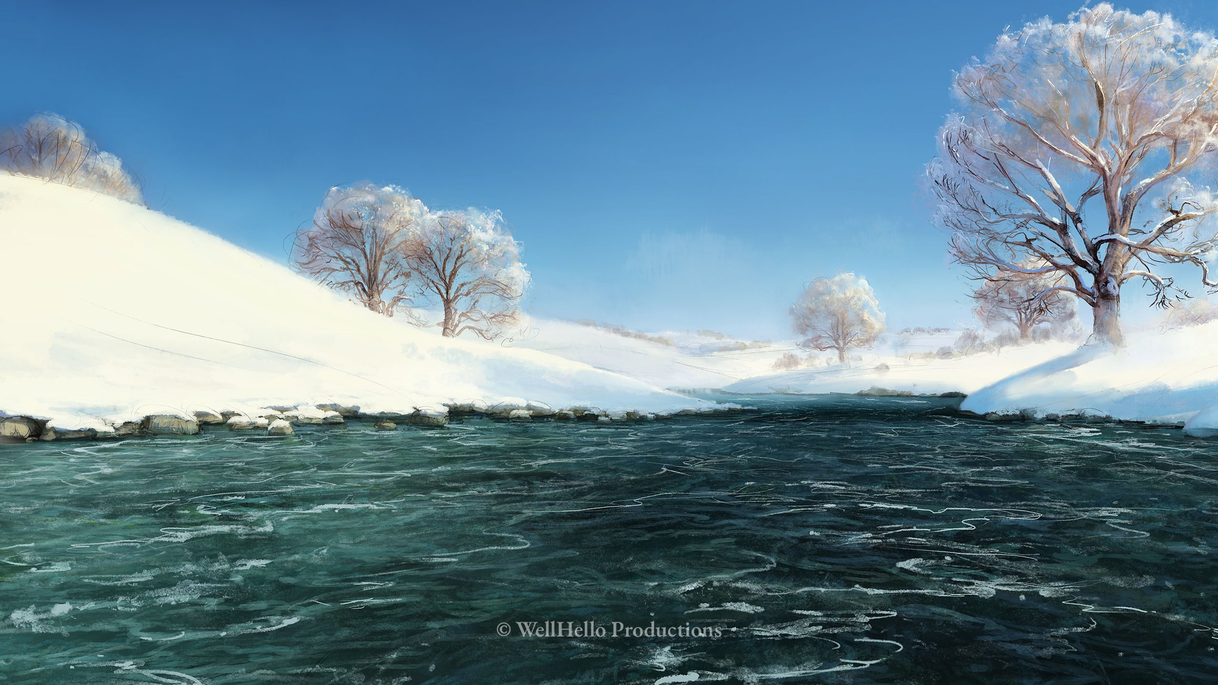 background painting, WellHello Productions, 2021