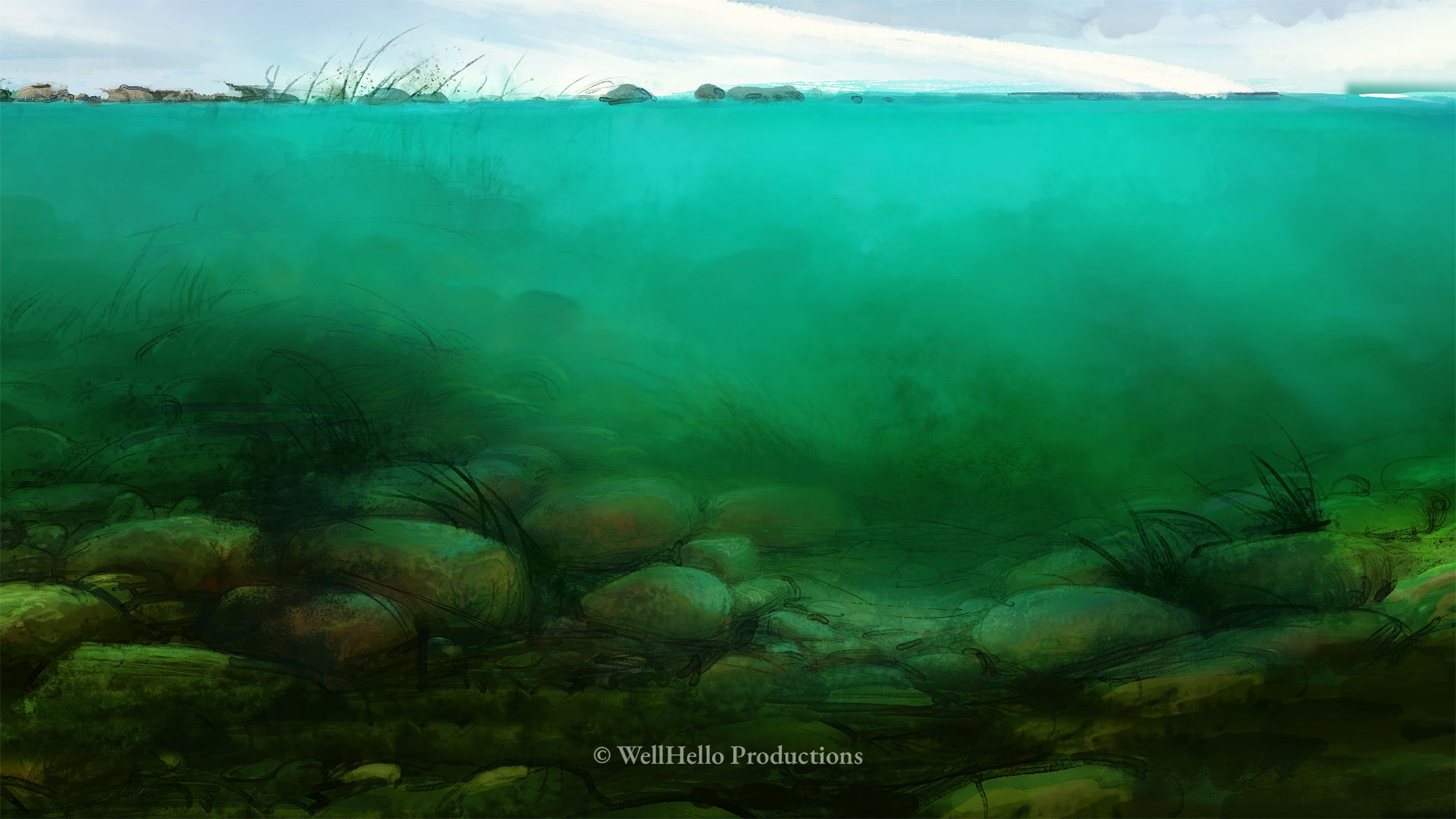 background painting, WellHello Productions, 2021