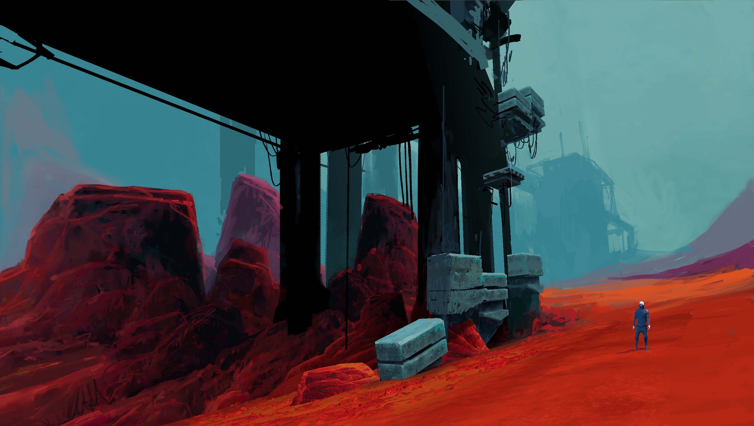 Alternation concept art. Exploring different moods, color palettes and perspectives.