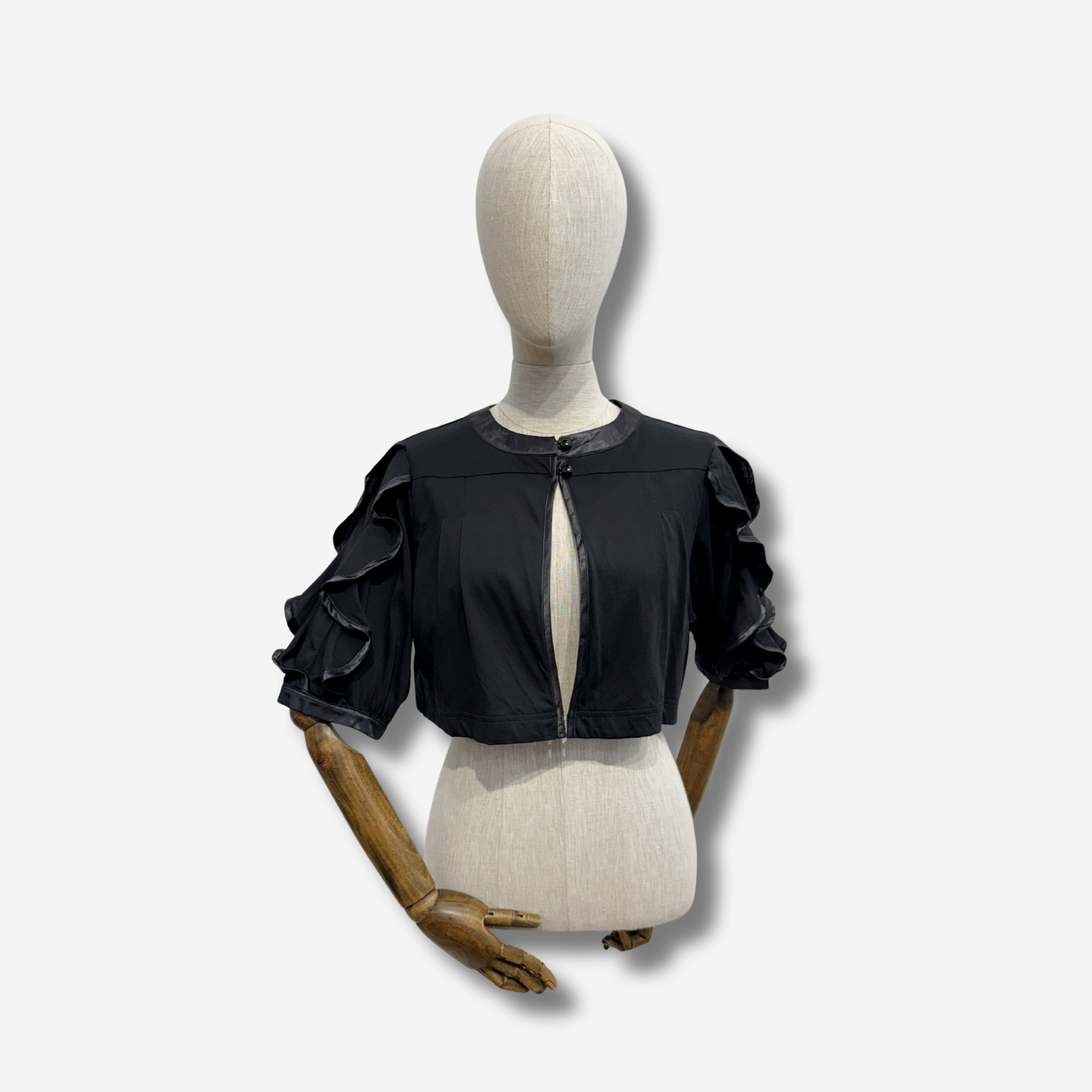 'TOVA' RUFFLE SLEEVE BOLERO