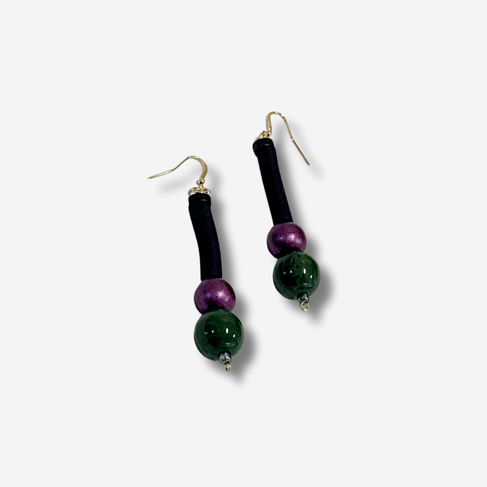 'DENITA' BEAD + RUBBER DROP EARRING
