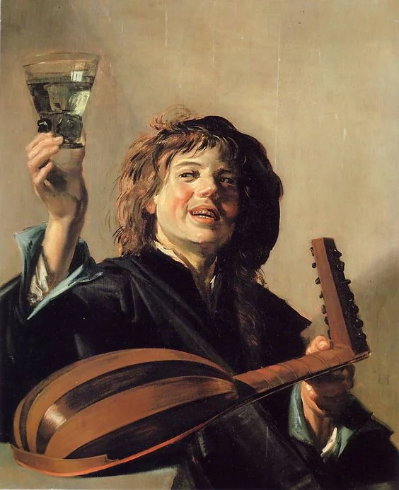 Lute player with wine glass, Frans Hals, 1626