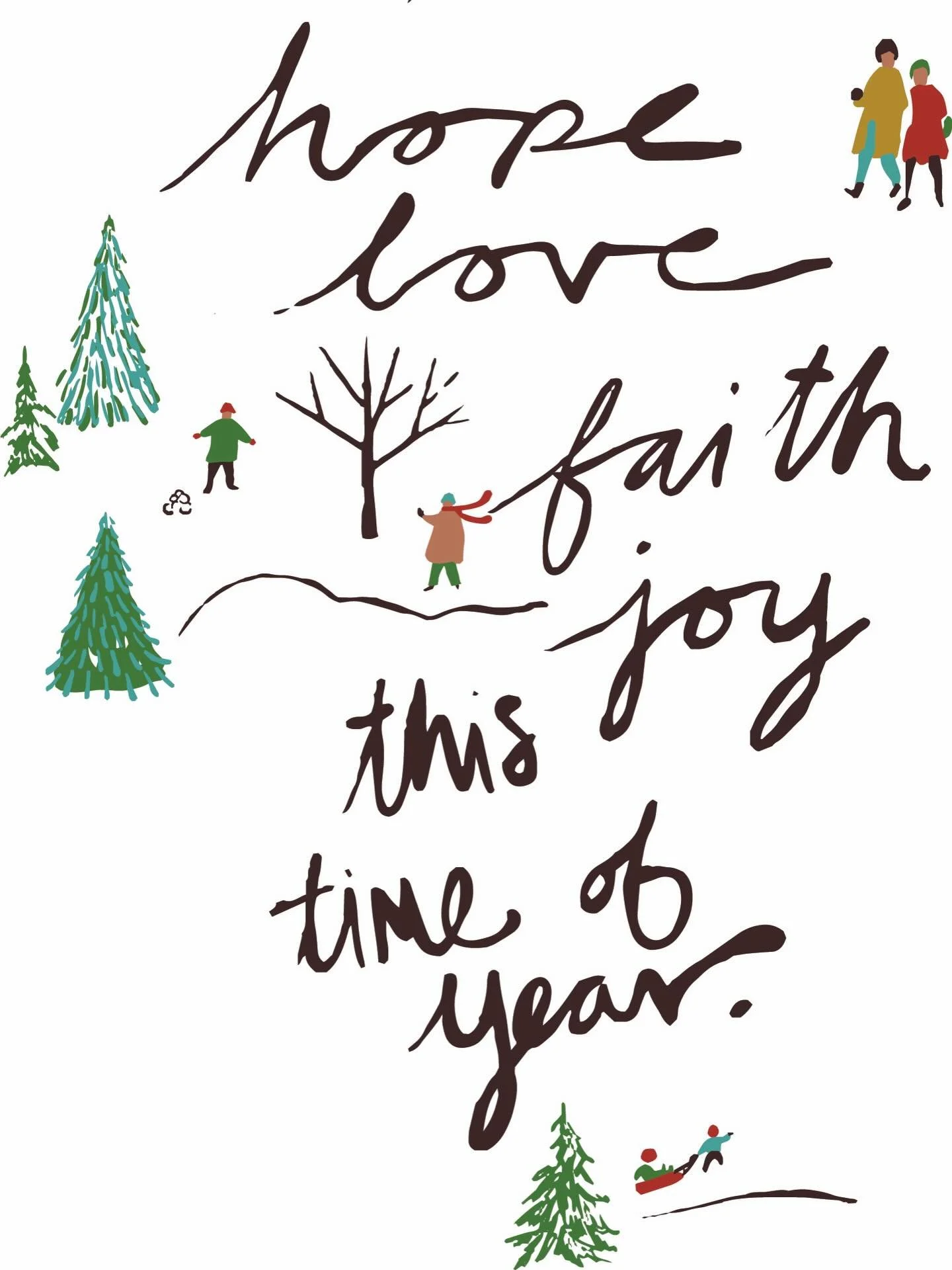 I did this piece YEARS ago and it is still probably one of my favorite holiday pieces ( even if its not anybody elses!) The sentiment, the lines, the color&hellip; this one just hits right for me. #happyholidays #merrychristmas #illustration #greetin