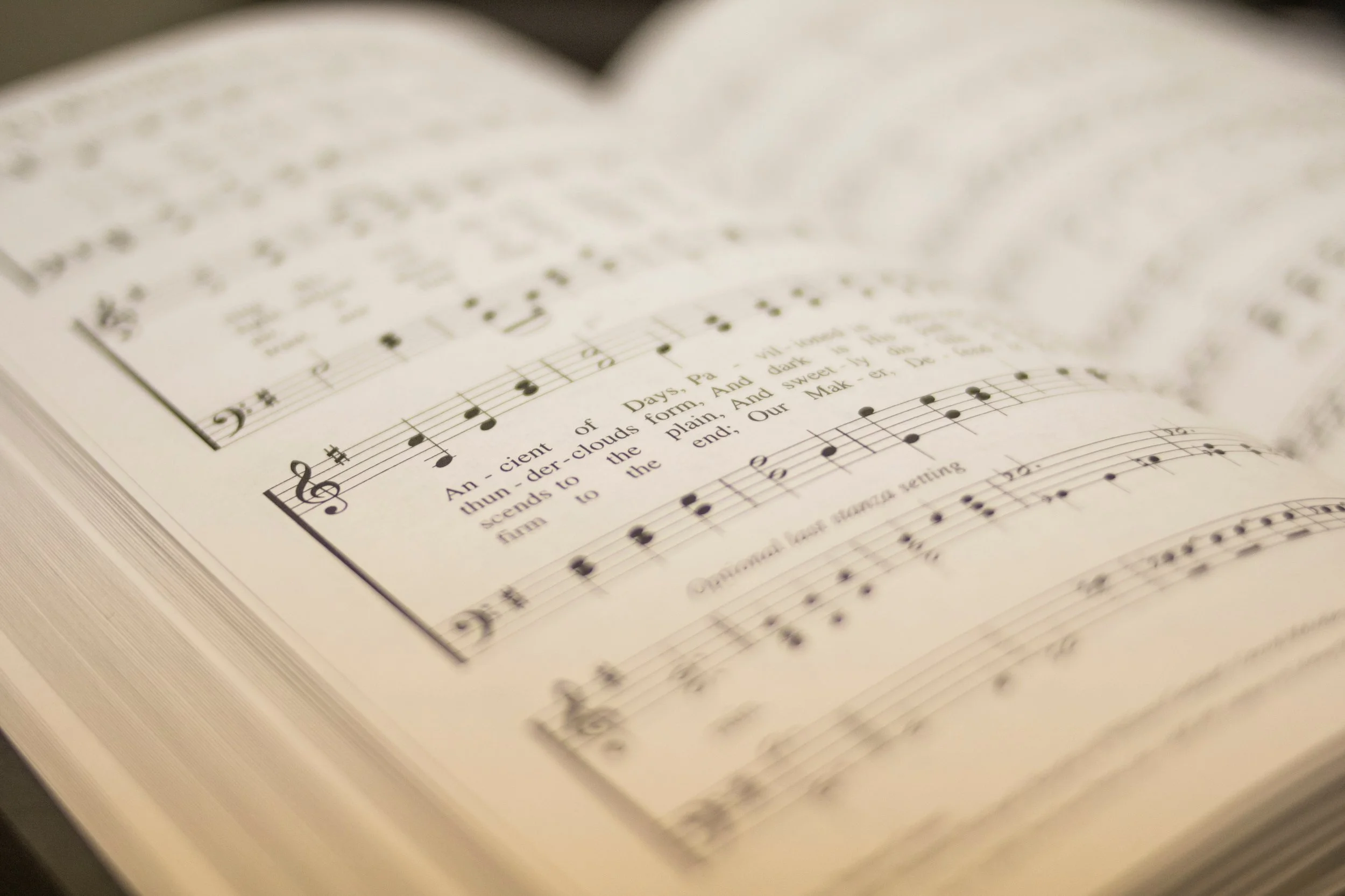 A photograph of music score for song