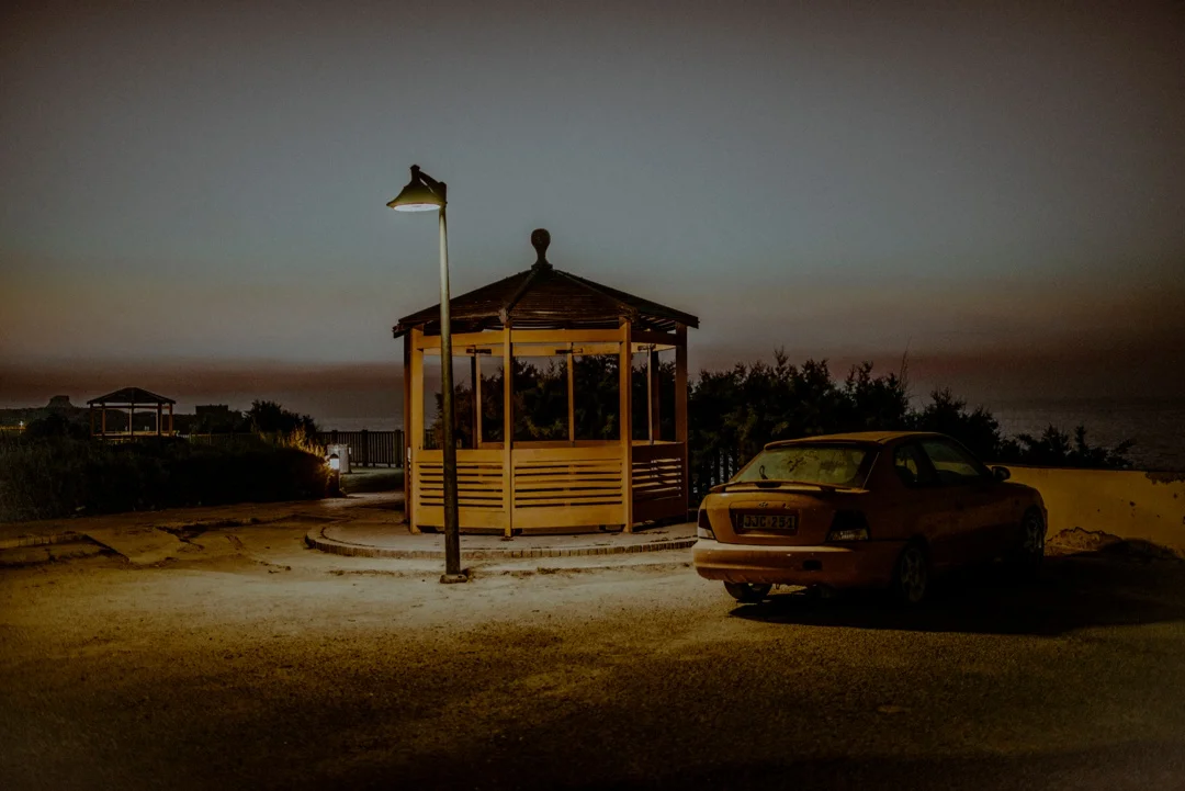 street lamp and car