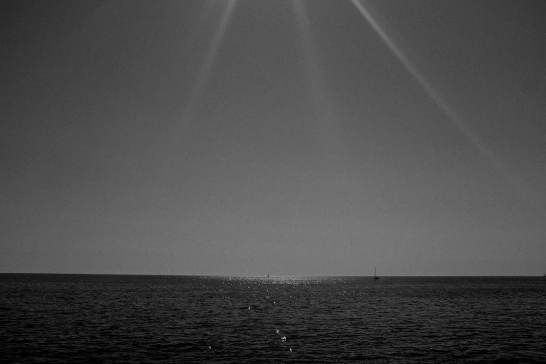 black and white sea