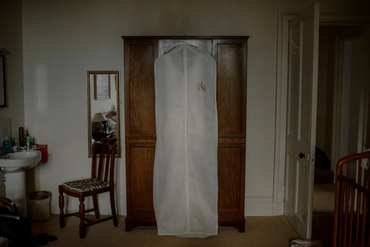 wedding dress in bag