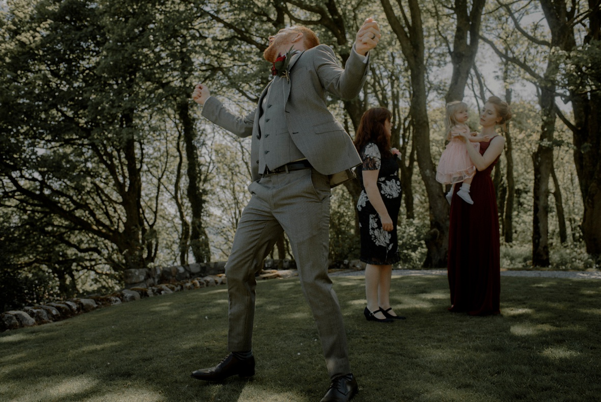 groom's happy dance