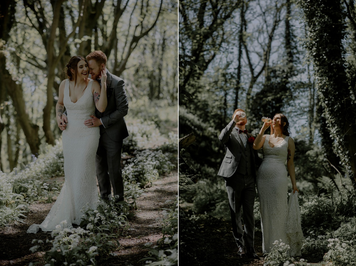 married couple is posing to the camera 